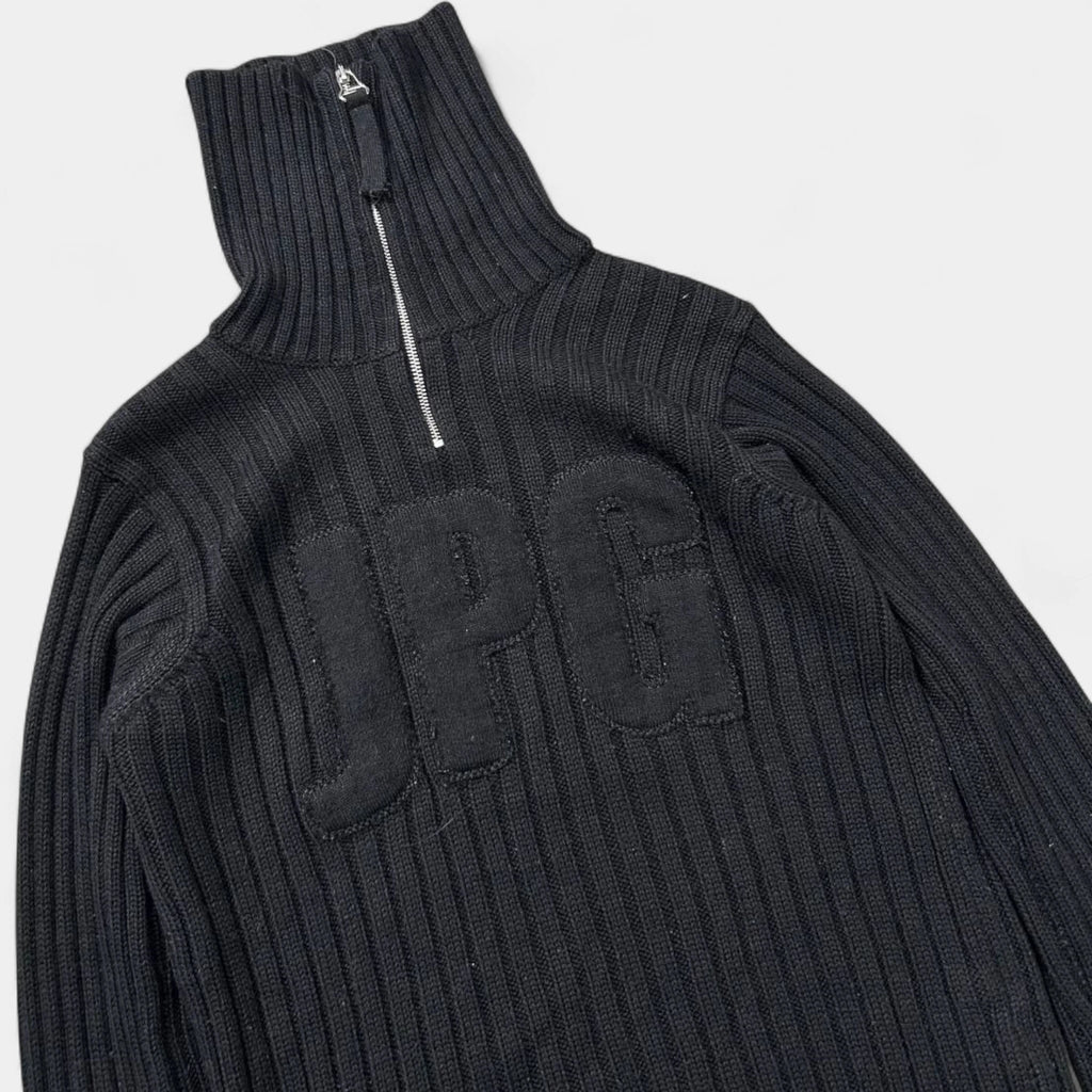 Jean Paul Gaultier 2000s Linear Knit Skull Appliqué Turtleneck