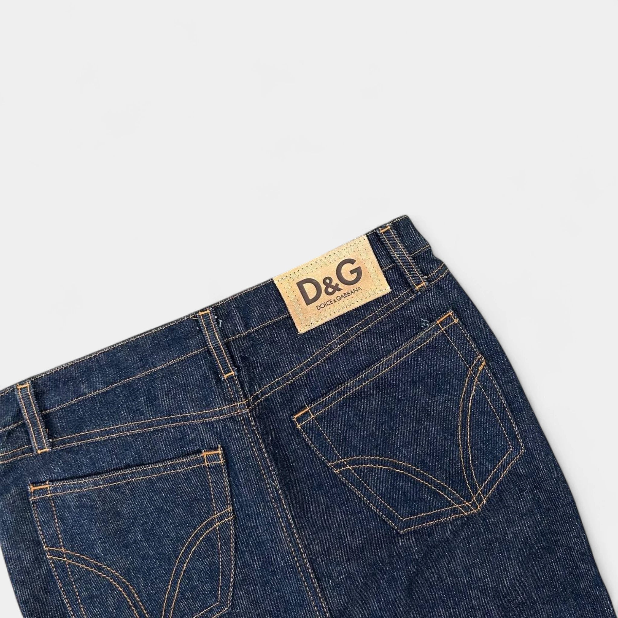 Dolce & Gabbana Hybrid Brown Suede and Blue Denim Long Skirt