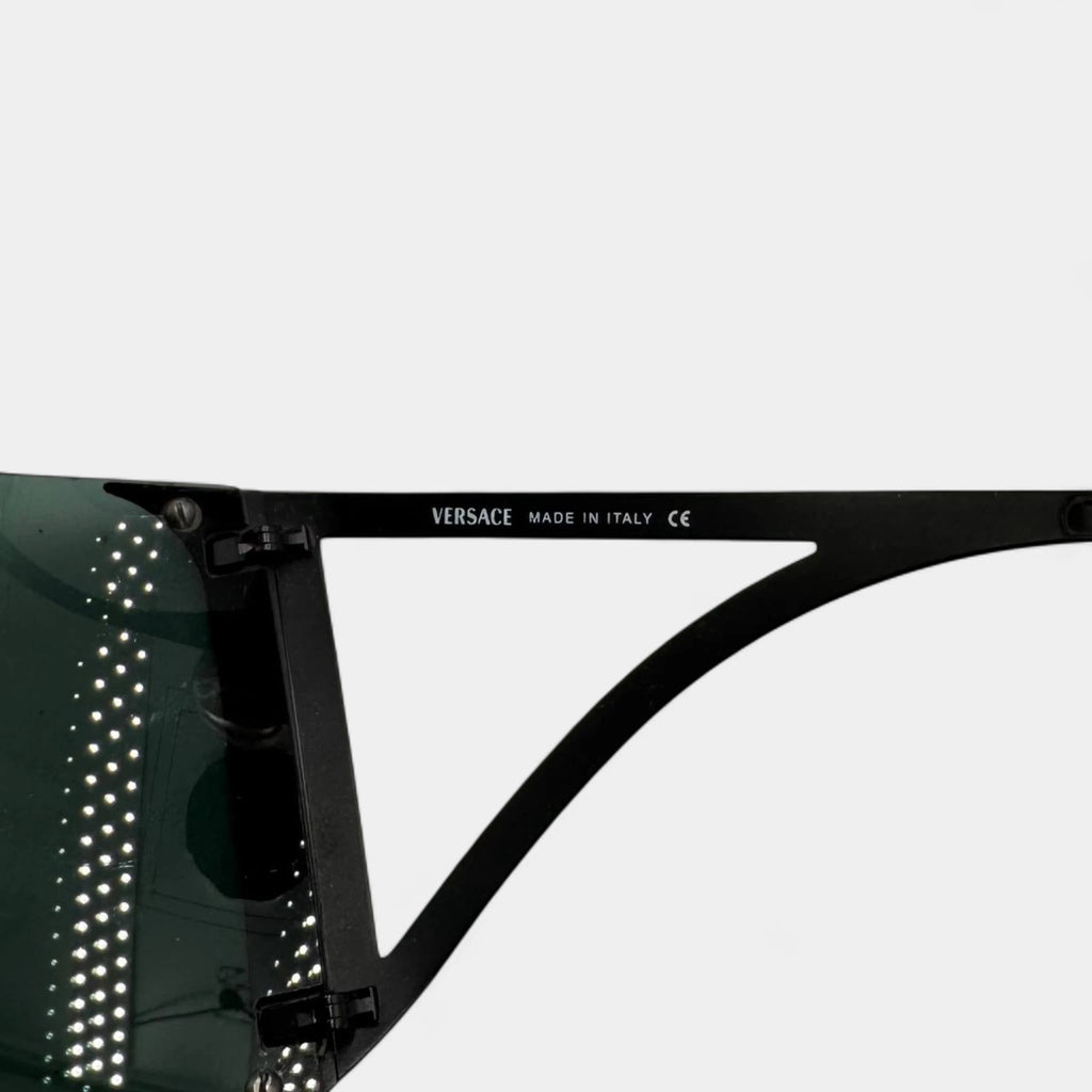 Versace Black Frameless Visor Shield Cut-Out Sunglasses