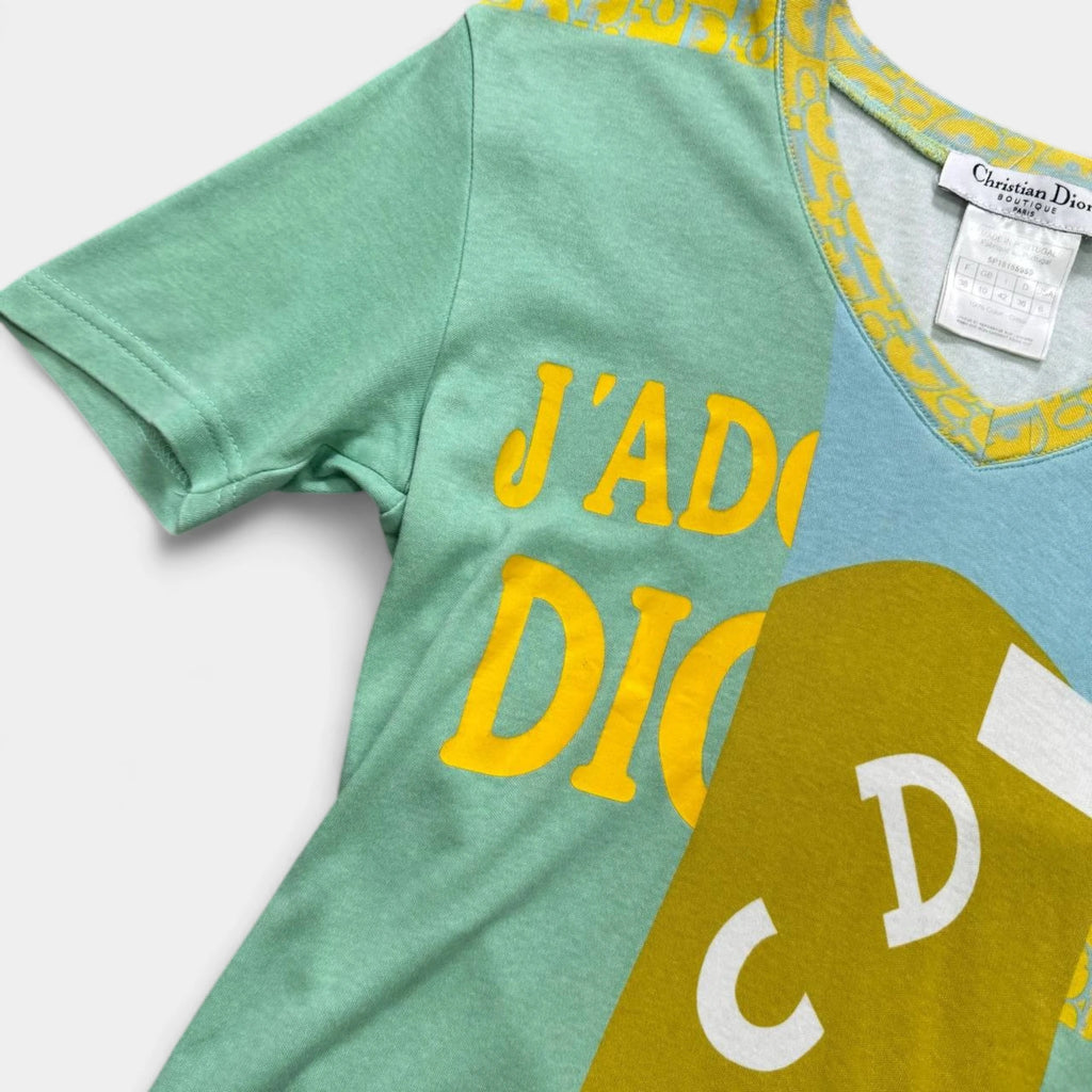 Christian Dior 2000s Multimedia Multicolor V-Neck T-Shirt