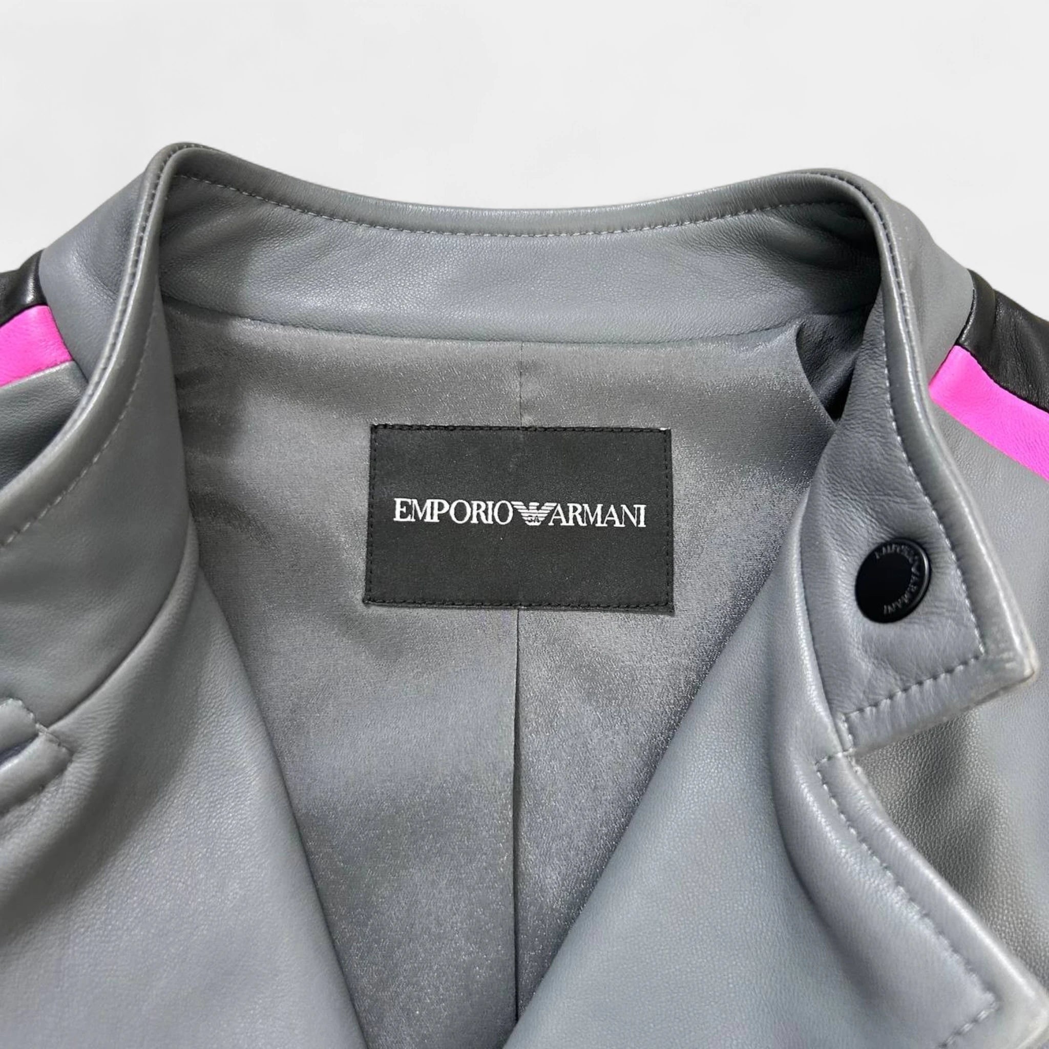 Emporio Armani Racing Grey Leather Jacket