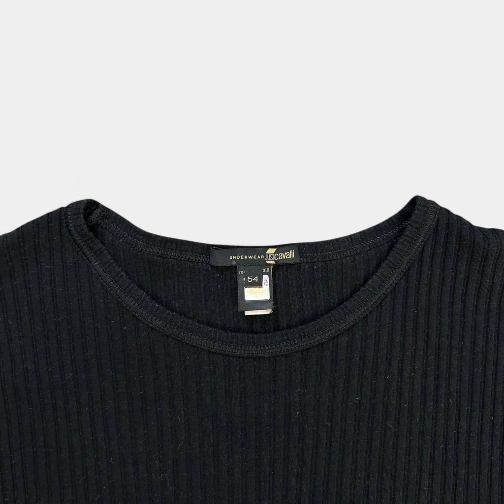 Just Cavalli Superlover Black Ribbed T-Shirt