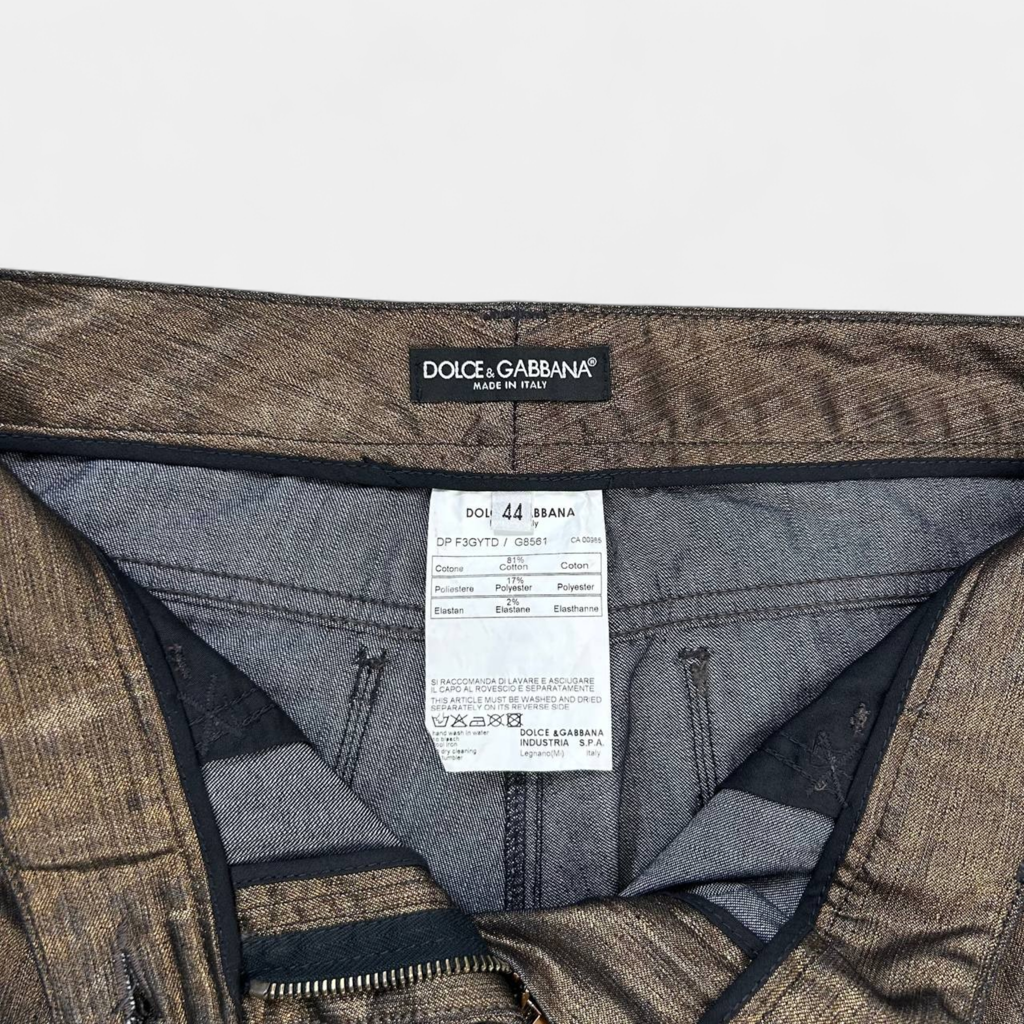 Dolce & Gabbana Metallic Gold Straight Leg Pants