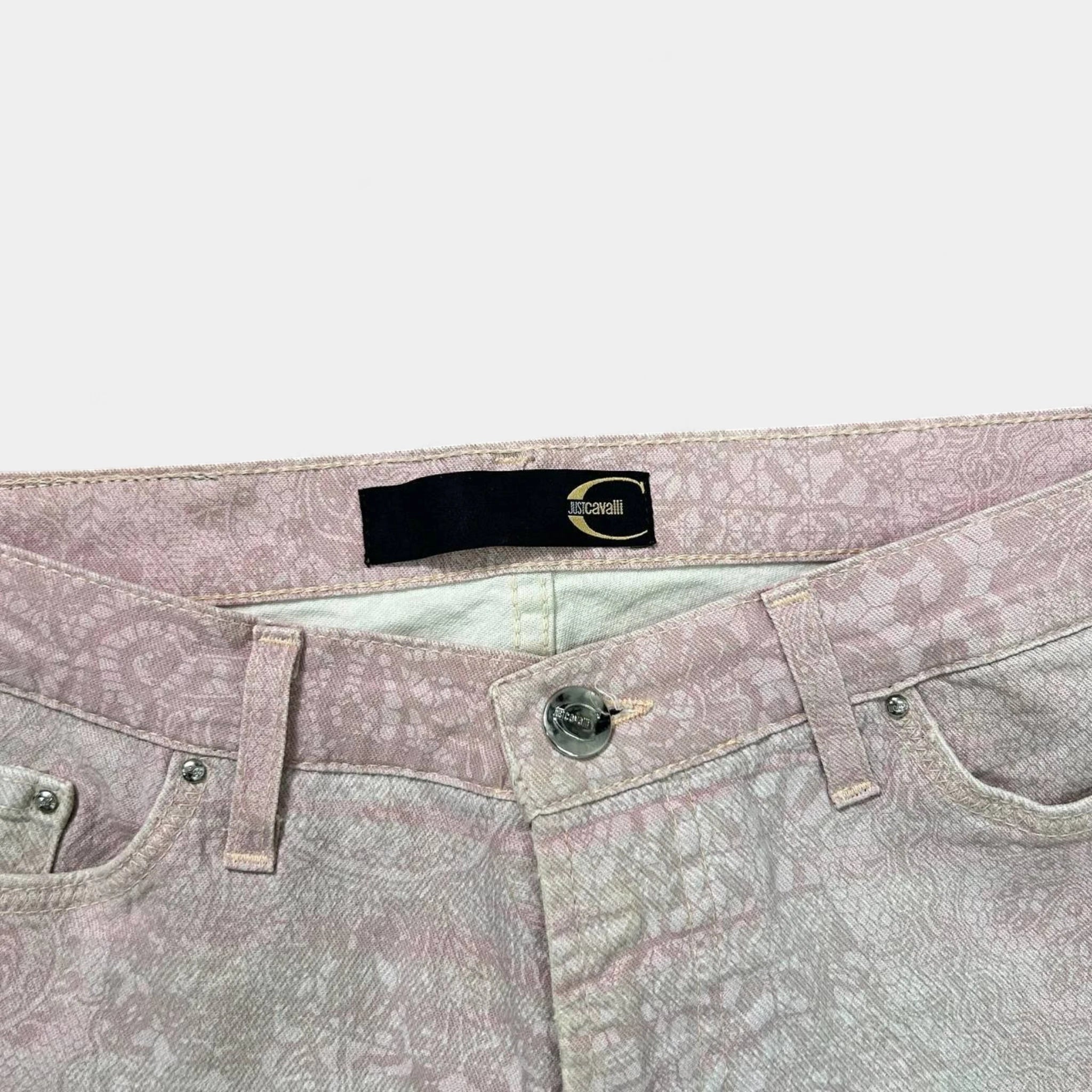 Just Cavalli 2000s Relief Floral Pink Pants