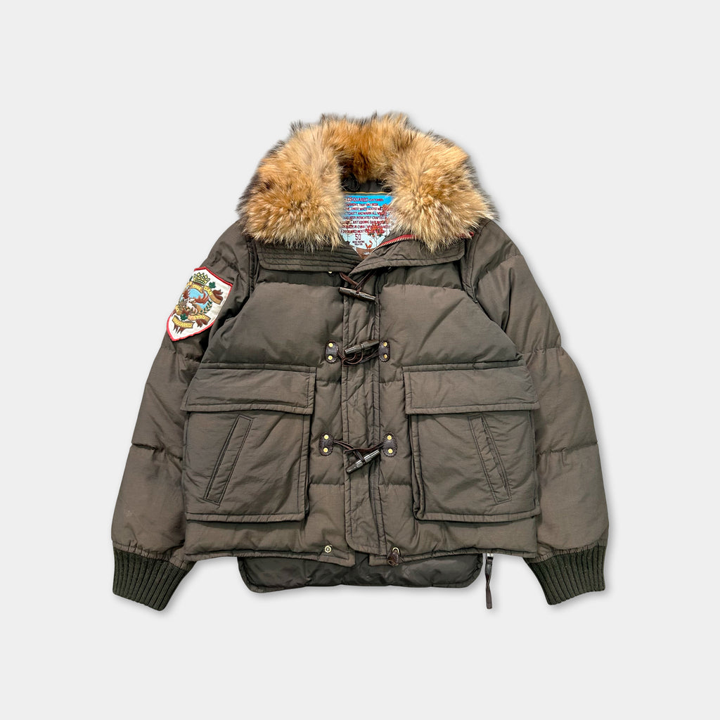 Dsquared2 Dark Brown Fur Collar Puffer Jacket