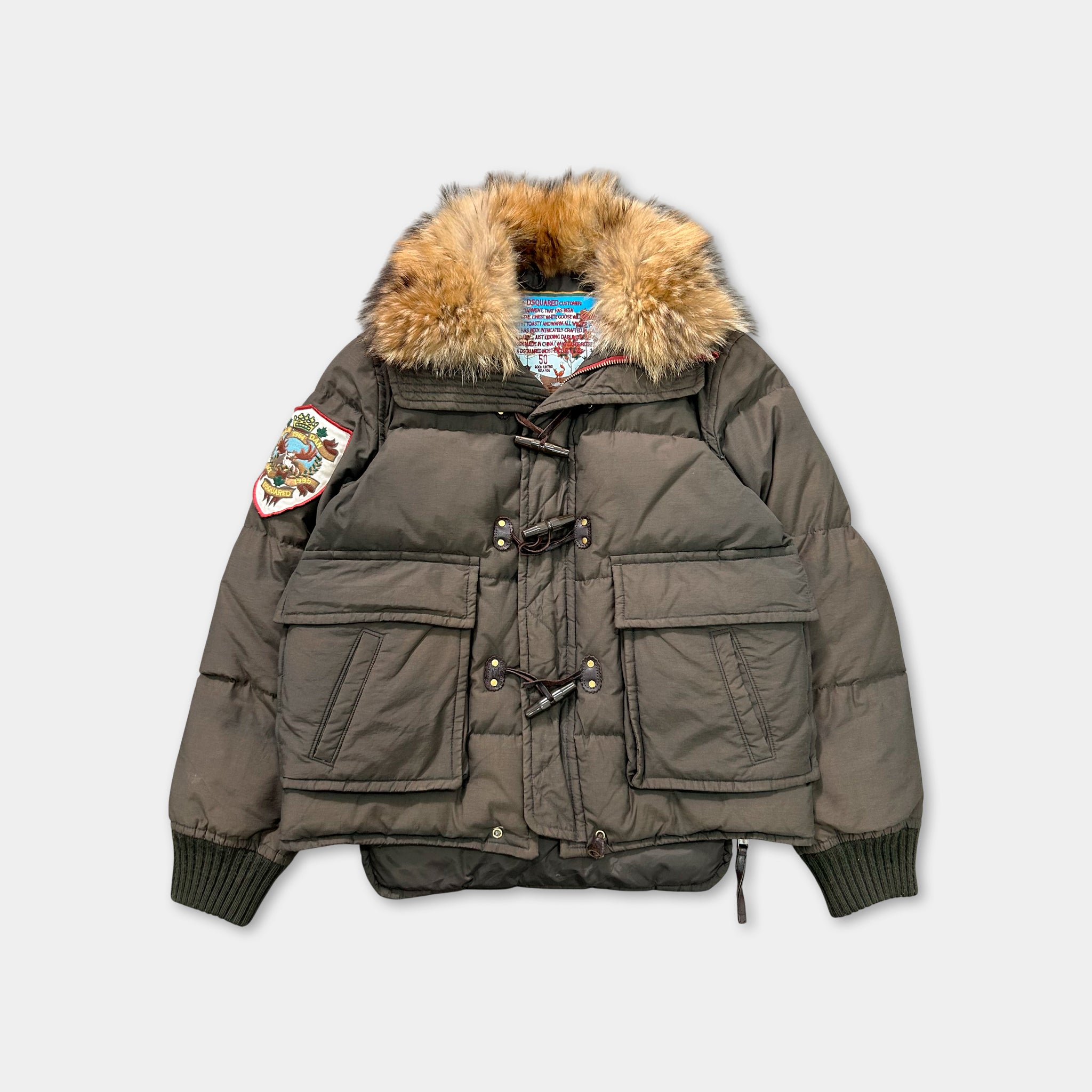 Dsquared2 Dark Brown Fur Collar Puffer Jacket