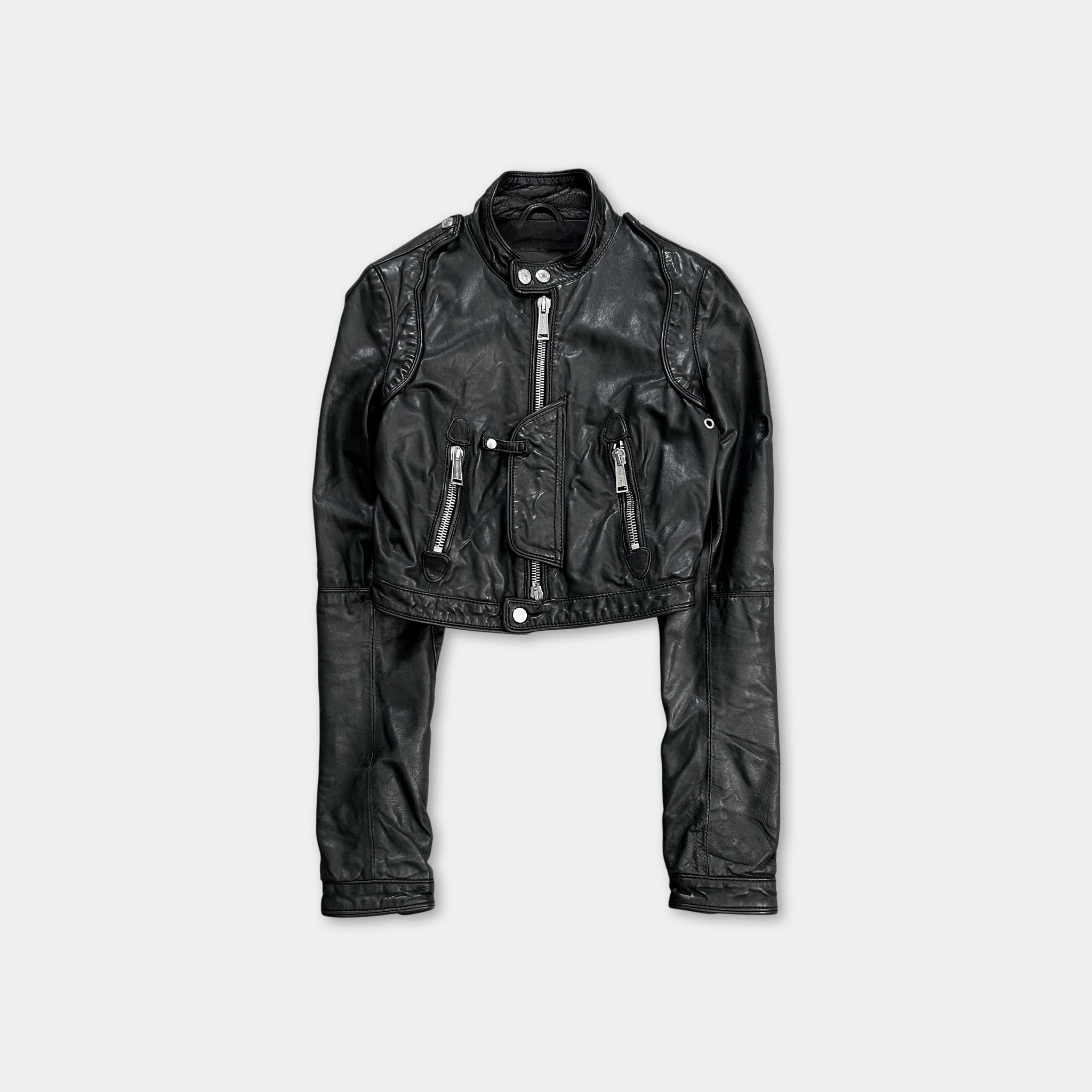 Dsquared2 2000s Leather Black Biker Jacket