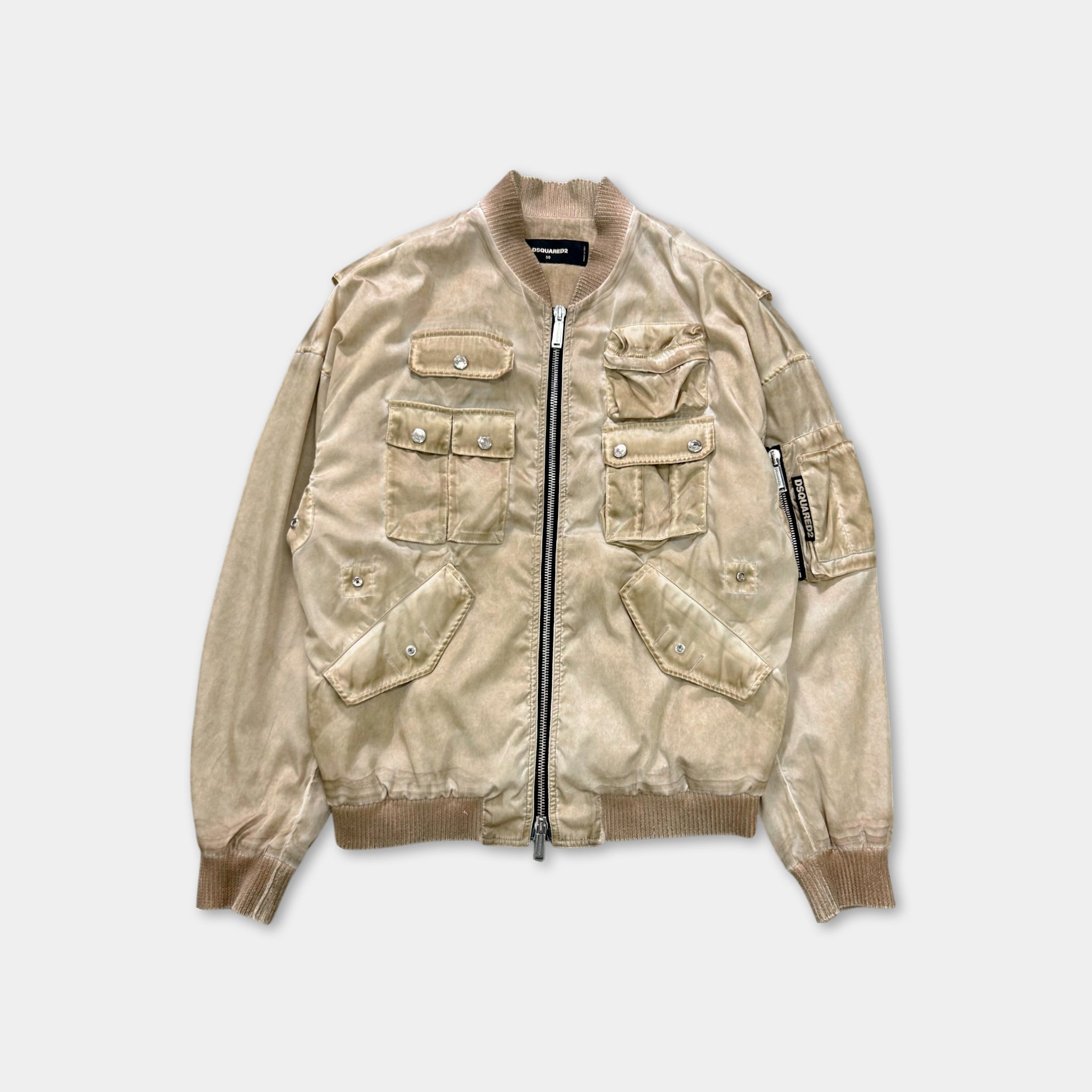 Dsquared2 Nylon Beige Utilitarian Bomber