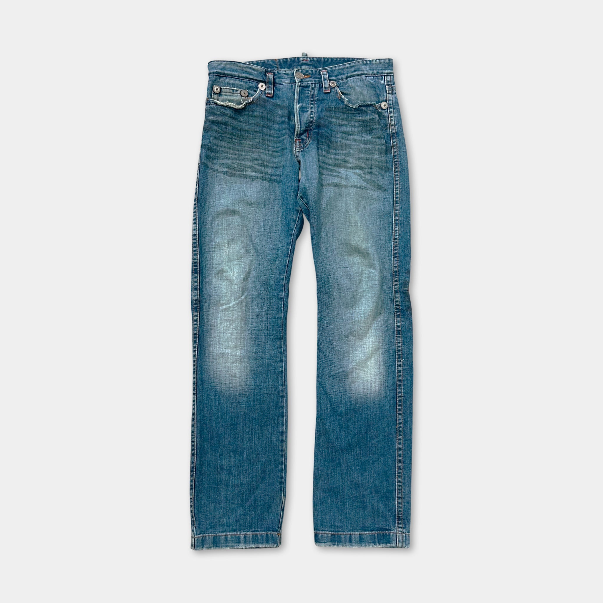 Dsquared 2000s Distressed Black Painted Wide Jeans