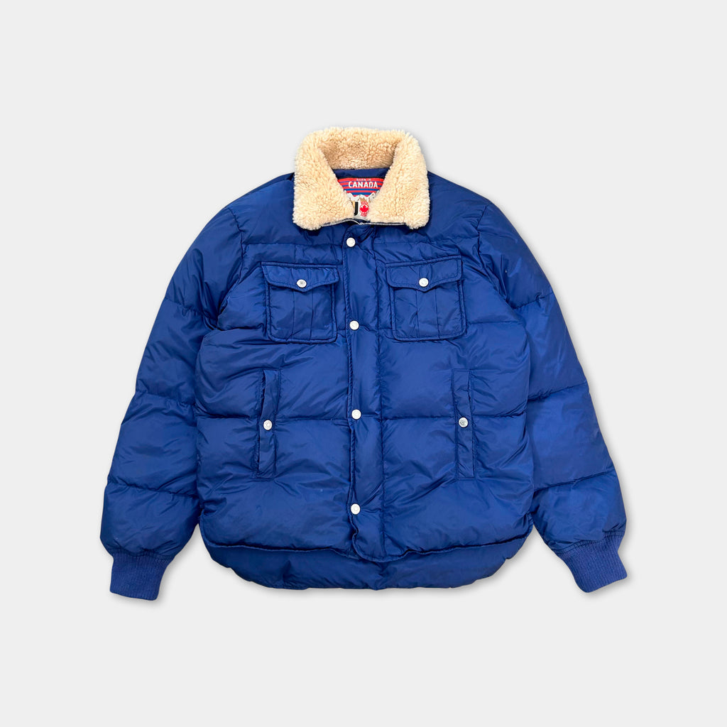 Dsquared2 Neck Fur Royal Blue Coat