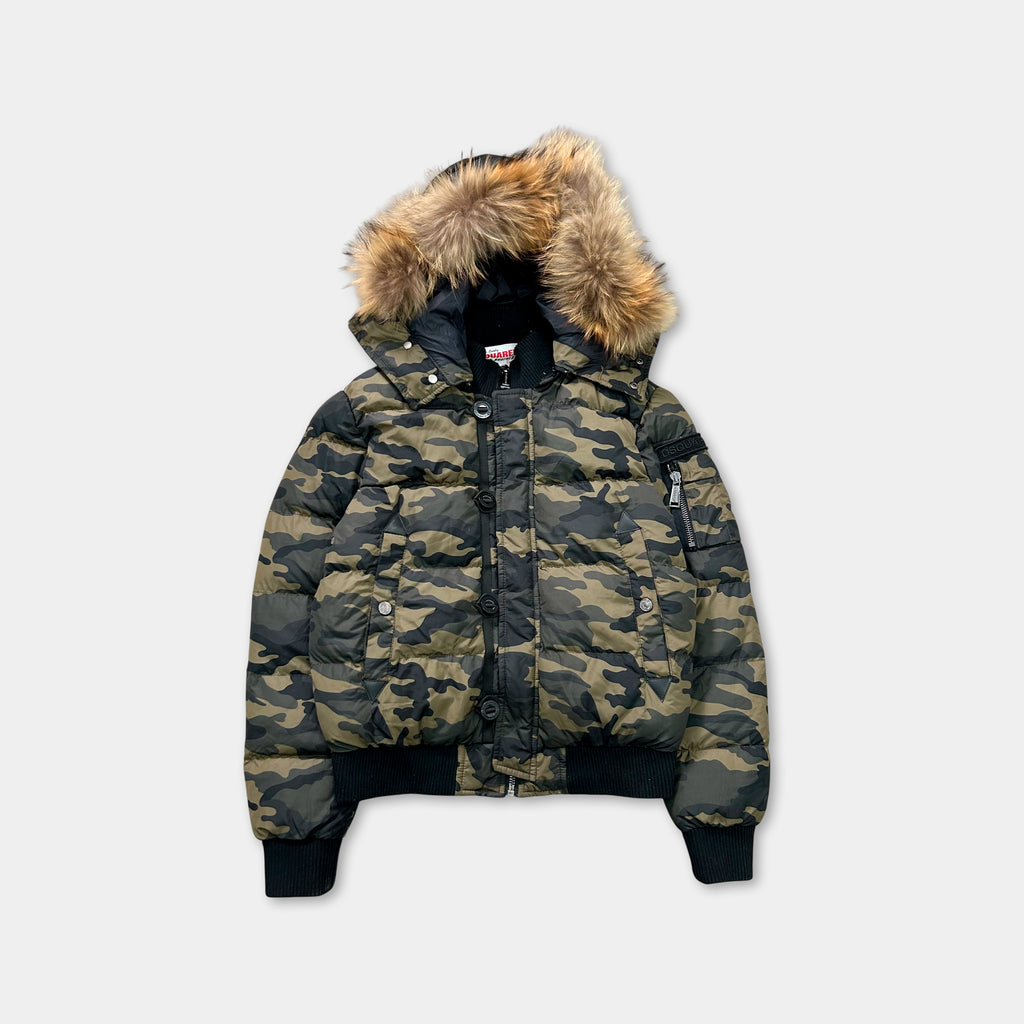 Dsquared2 Camo Fur Down Jacket