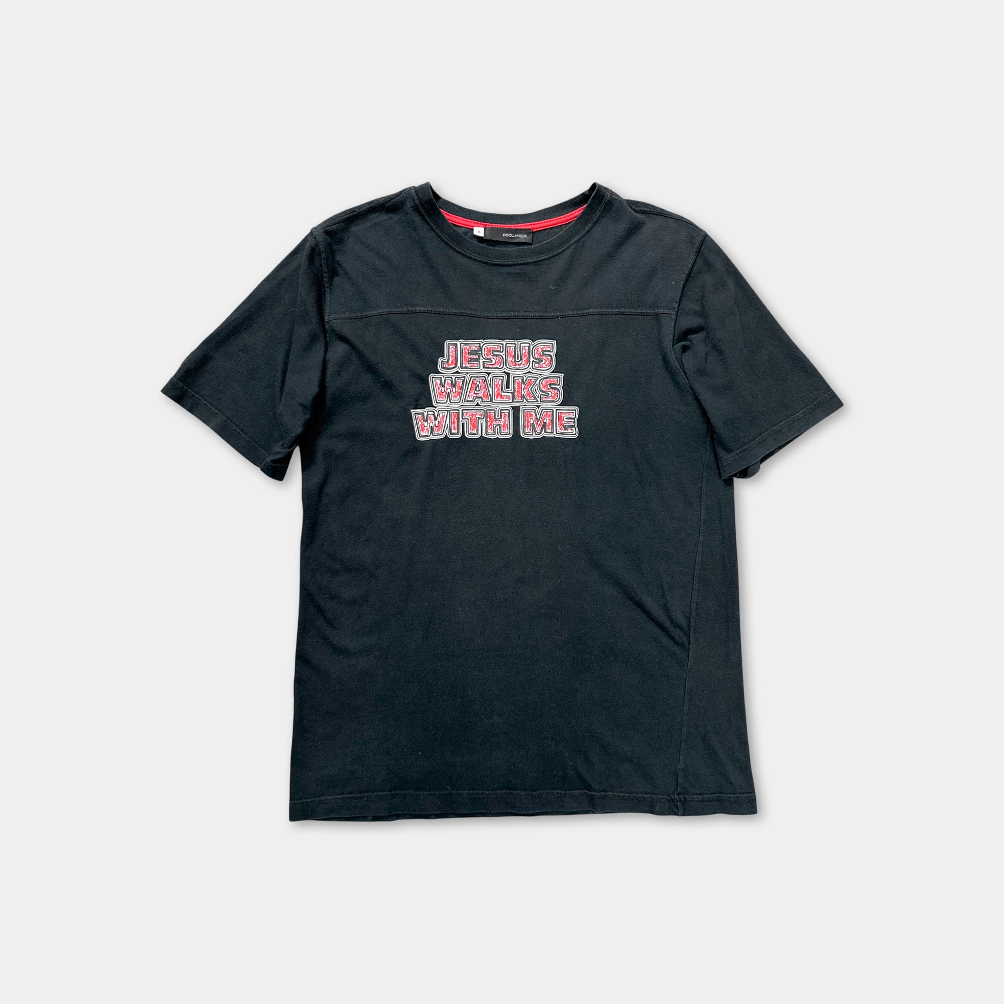 Dsquared2 00s "Jesus Walks With Me" Navy T-Shirt