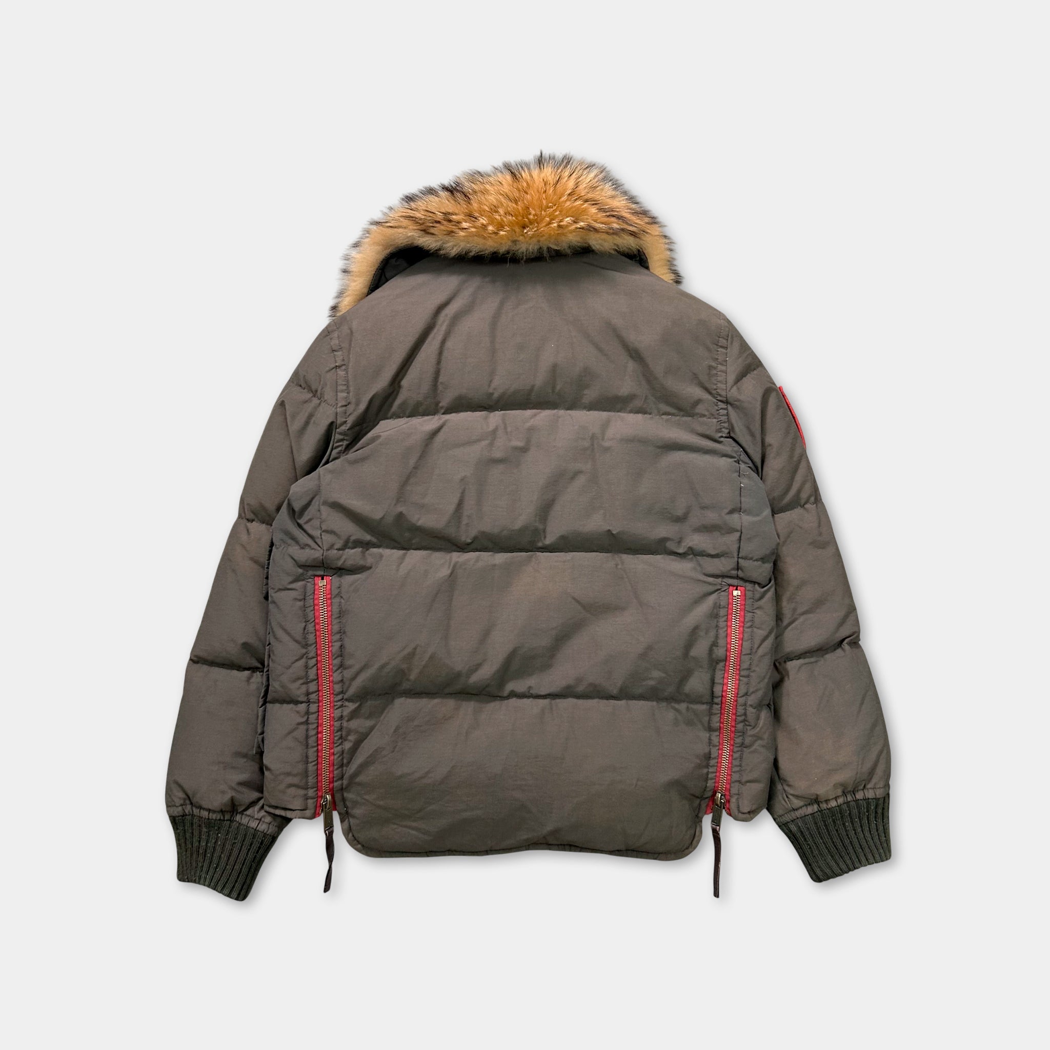 Dsquared2 Dark Brown Fur Collar Puffer Jacket