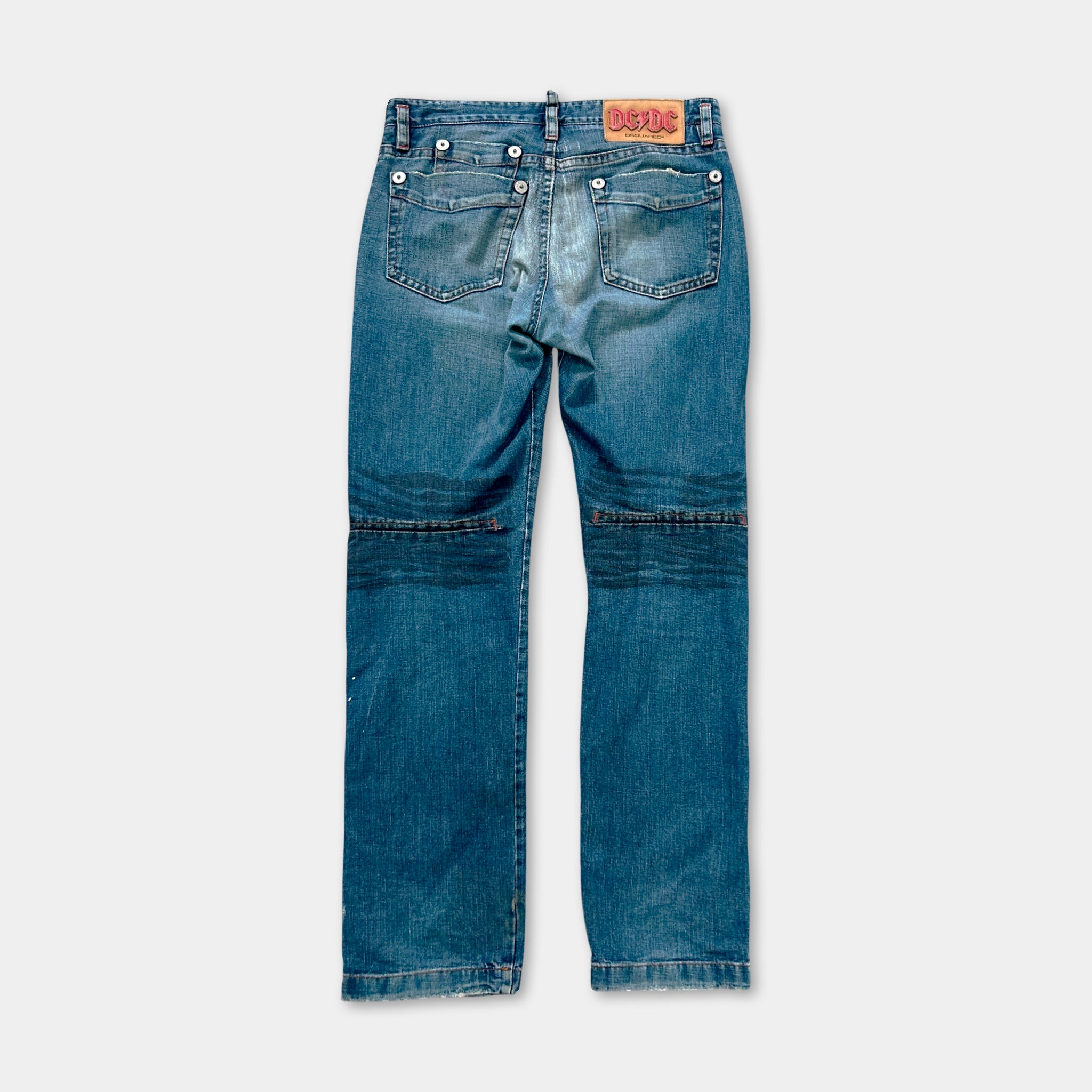 Dsquared 2000s Distressed Black Painted Wide Jeans