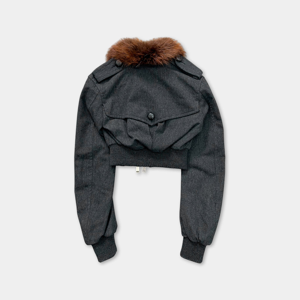 Dsquared2 Cropped Cargo Fur Collar Jacket