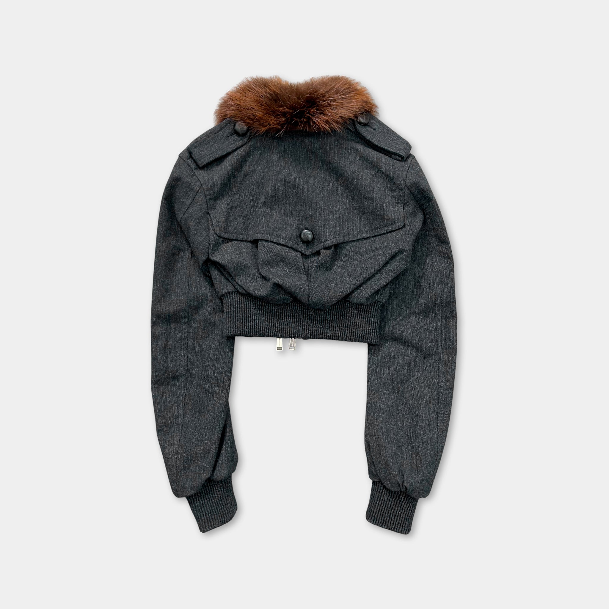 Dsquared2 Cropped Cargo Fur Collar Jacket