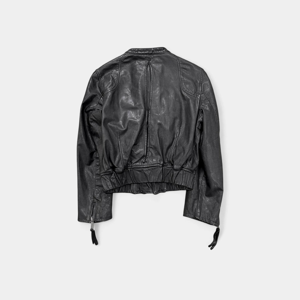 Dsquared2 2000s Black Multi-Pocket Leather Biker Jacket