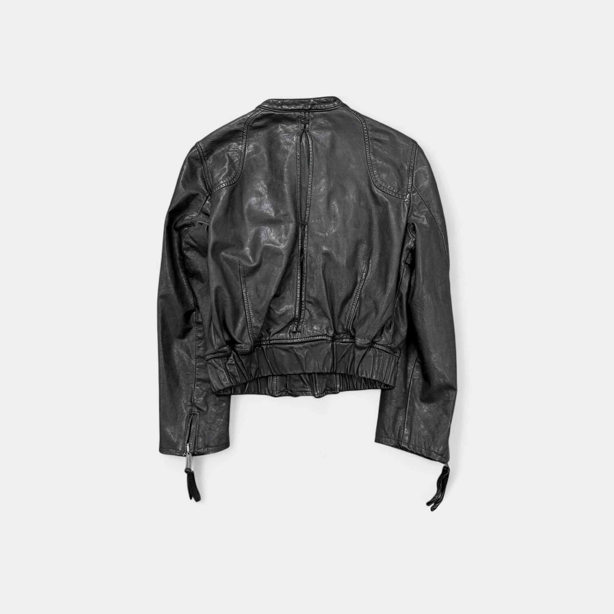 Dsquared2 2000s Black Multi-Pocket Leather Biker Jacket