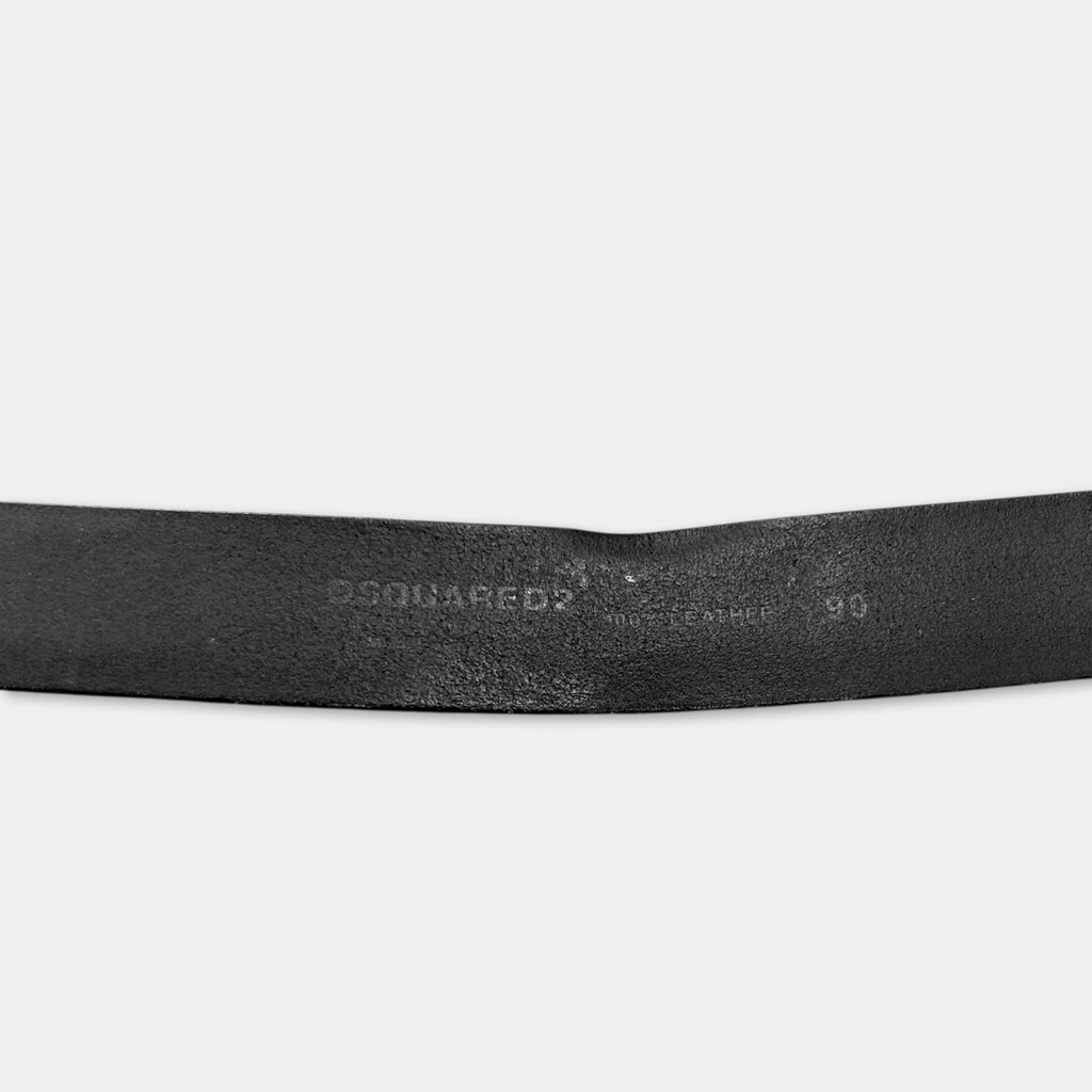 Dsquared2 "Heart" Buckle Black Leather Belt