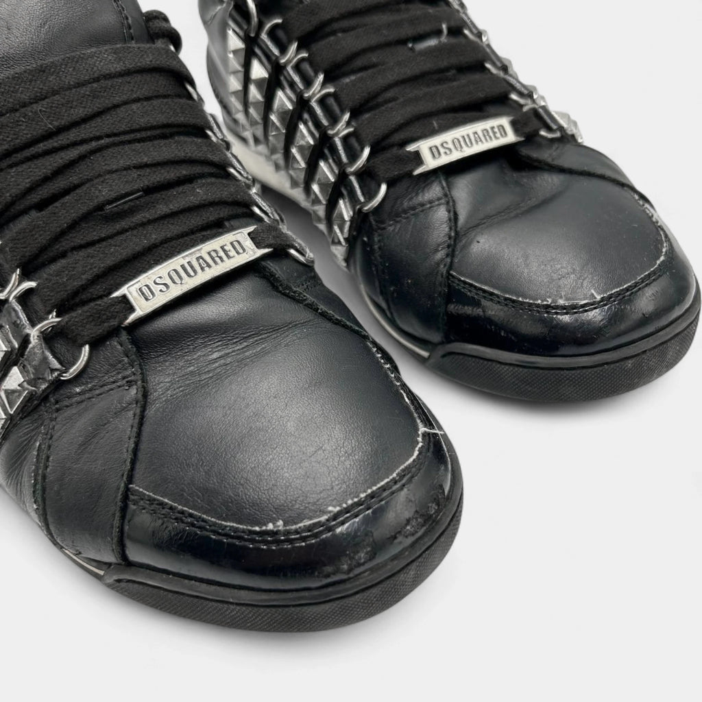 Dsquared2 Studded Black Leather Sneakers