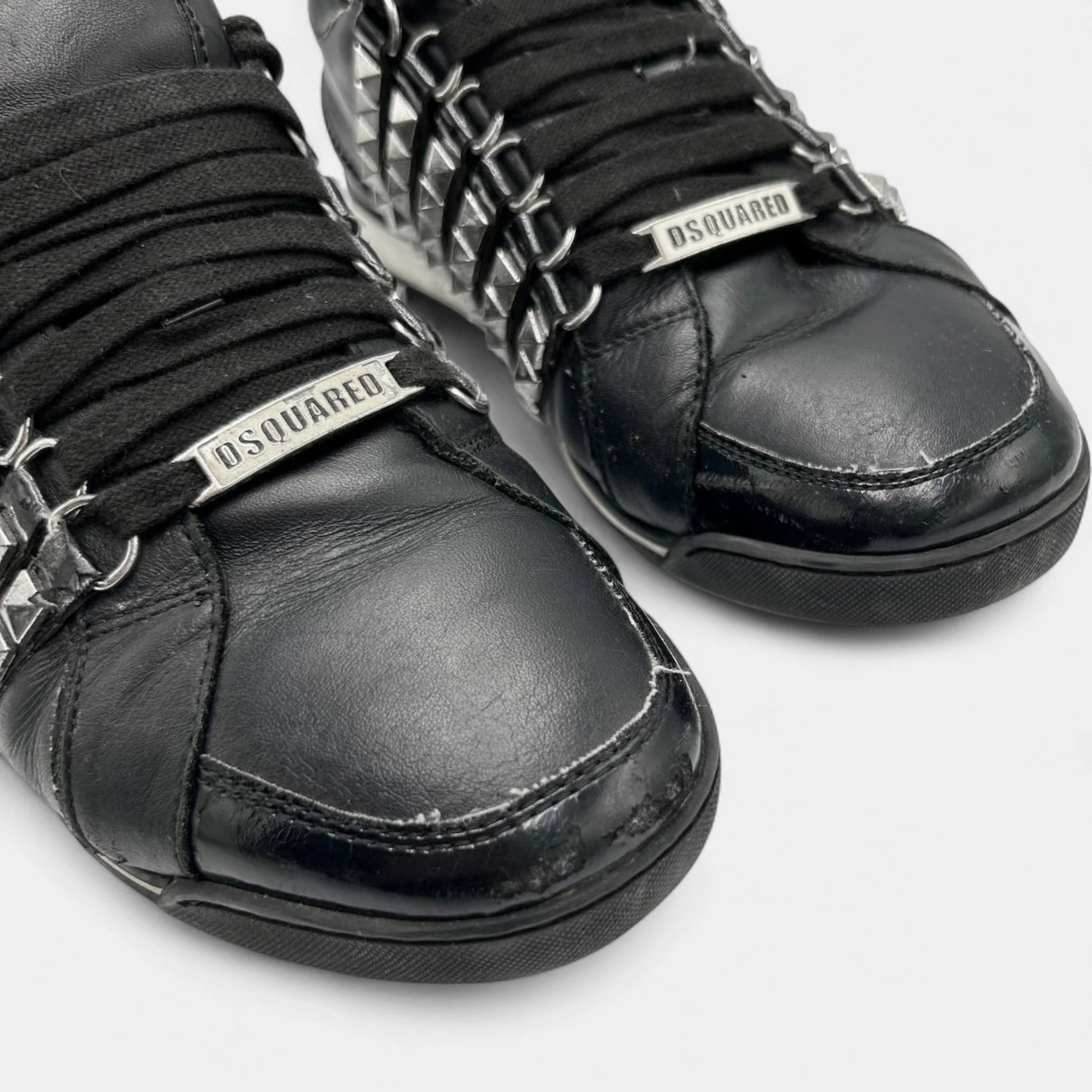 Dsquared2 Studded Black Leather Sneakers