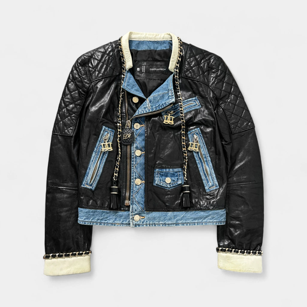 Dsquared2 SS13 Runway Leather And Denim Jacket