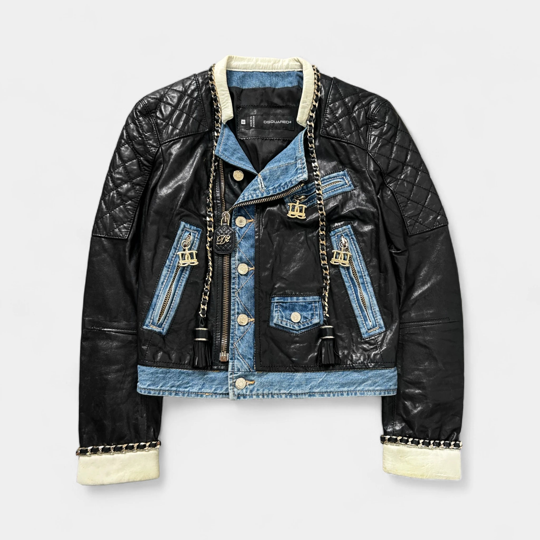 Dsquared2 SS13 Runway Leather And Denim Jacket