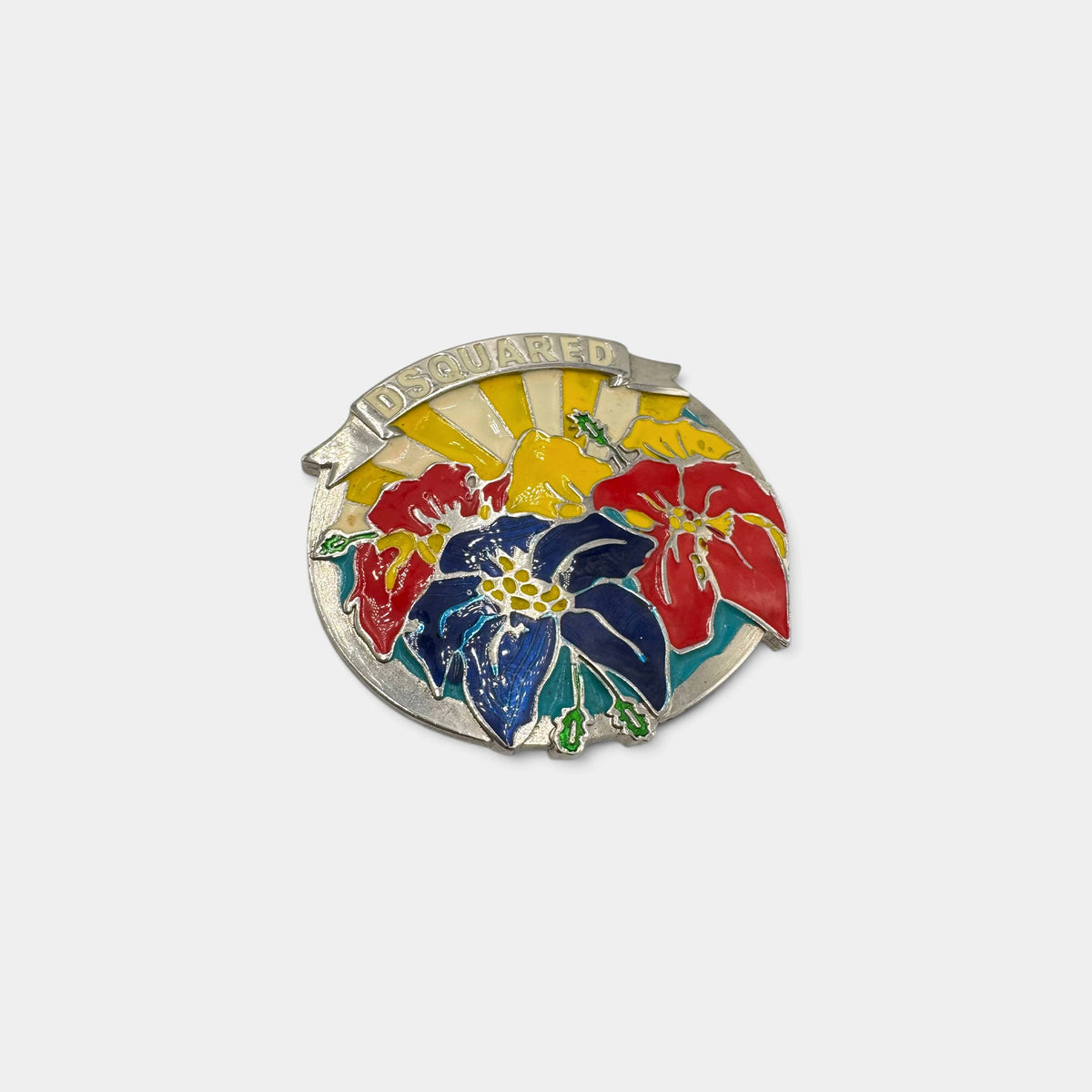 Dsquared2 2000's Hawaiian Floral Belt Buckle