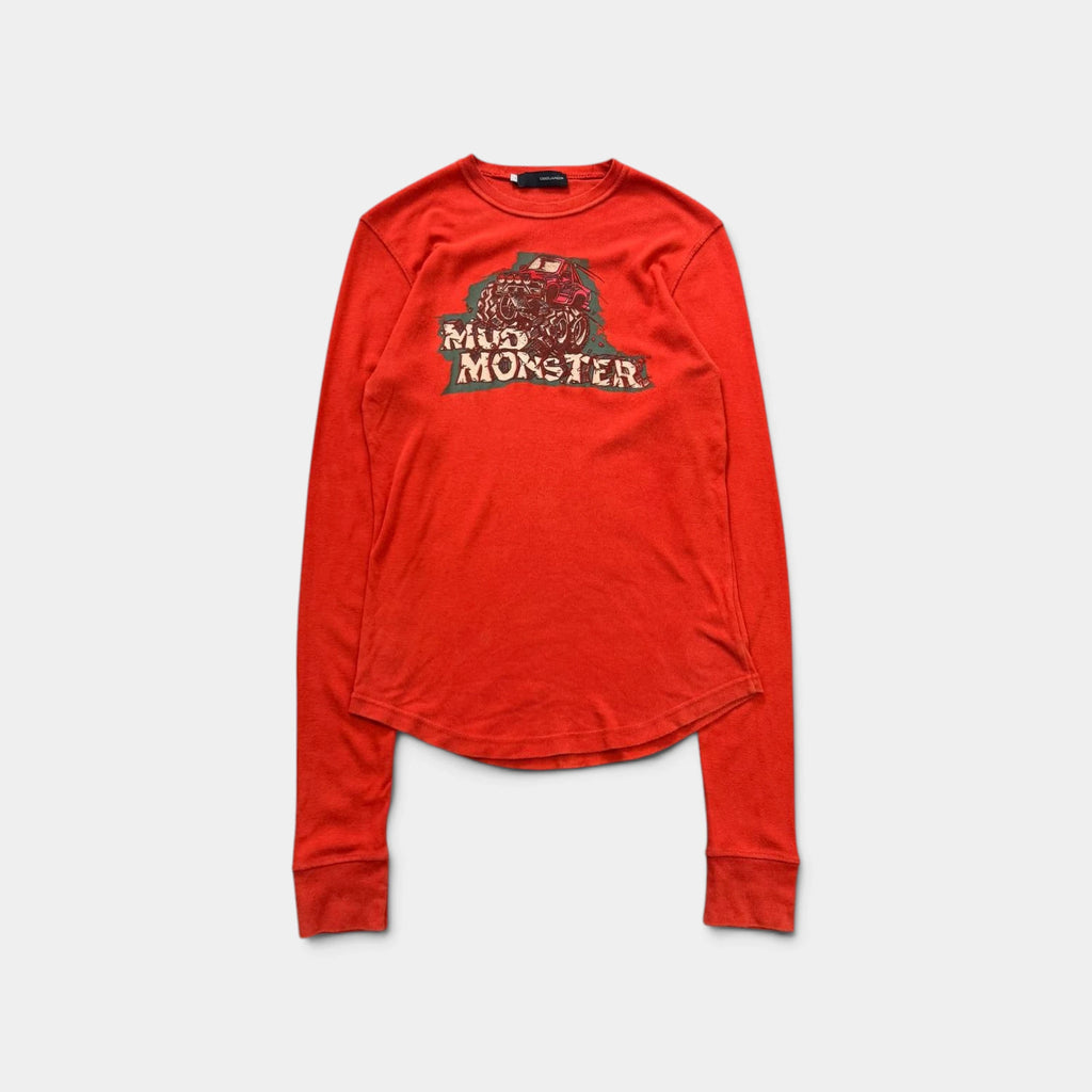 Dsquared2 "Mud Monster" Graphic Red Longsleeve T-Shirt