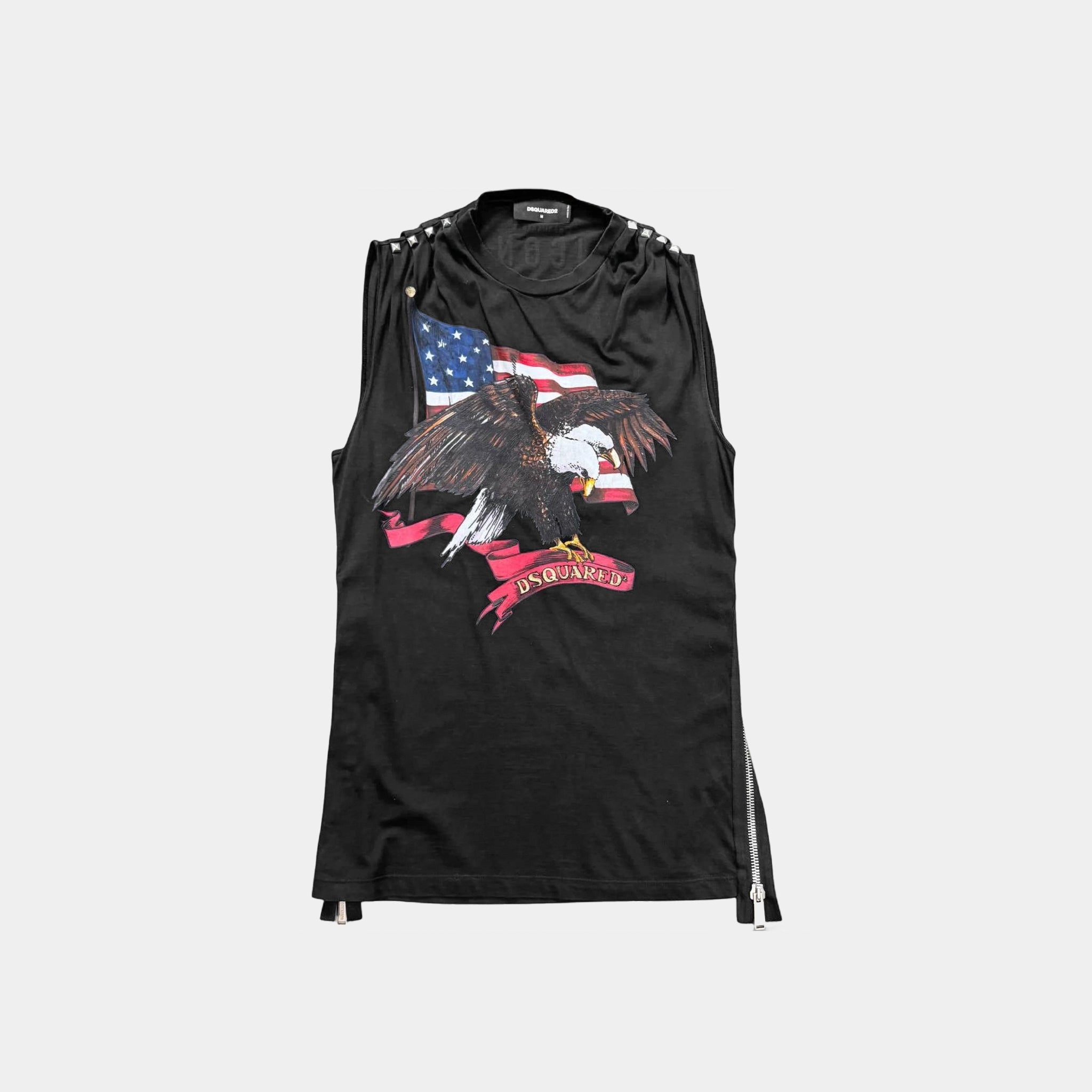 Dsquared2 American Eagle Sleeveless Studded T-Shirt