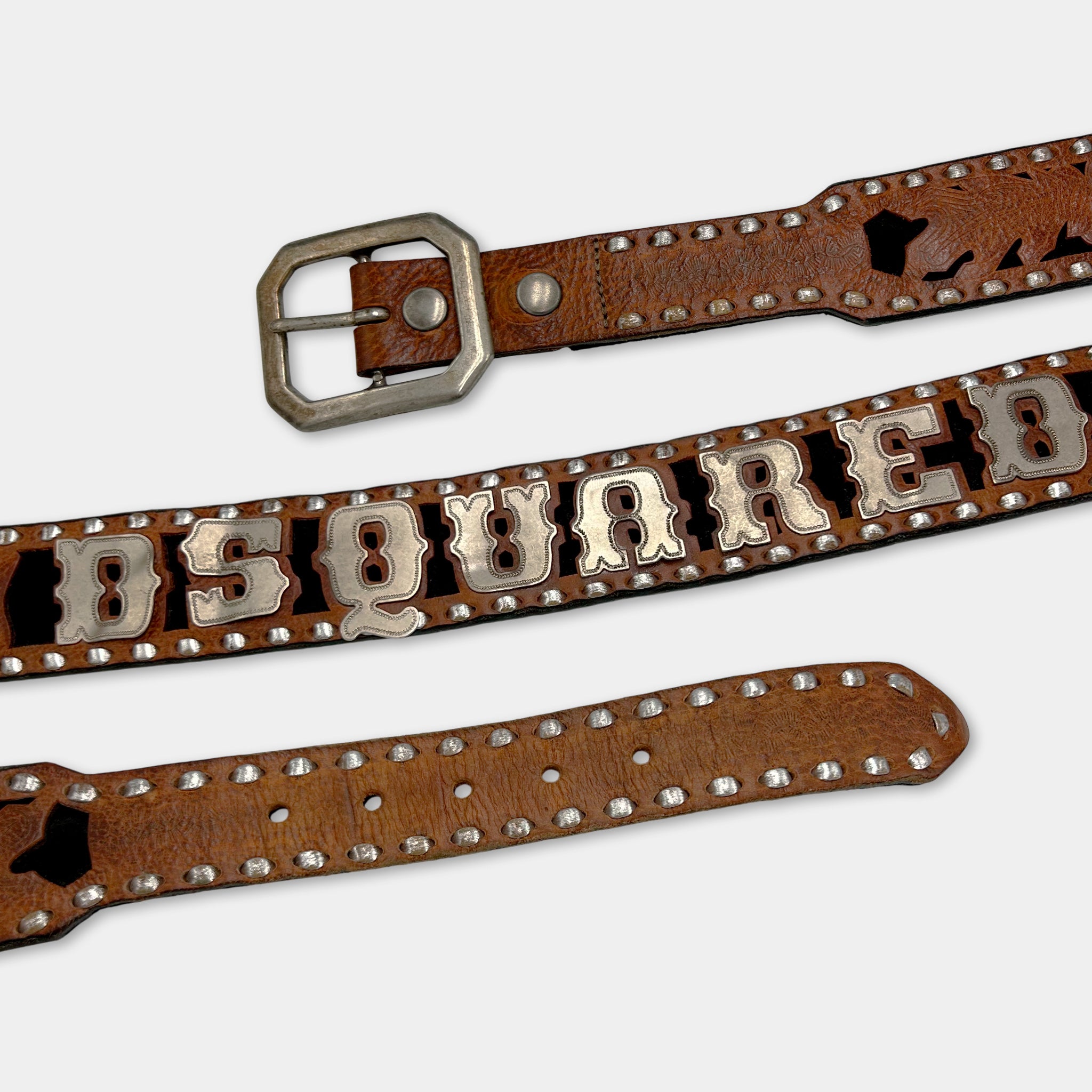 Dsquared2 Western Lettering Brown Leather Belt