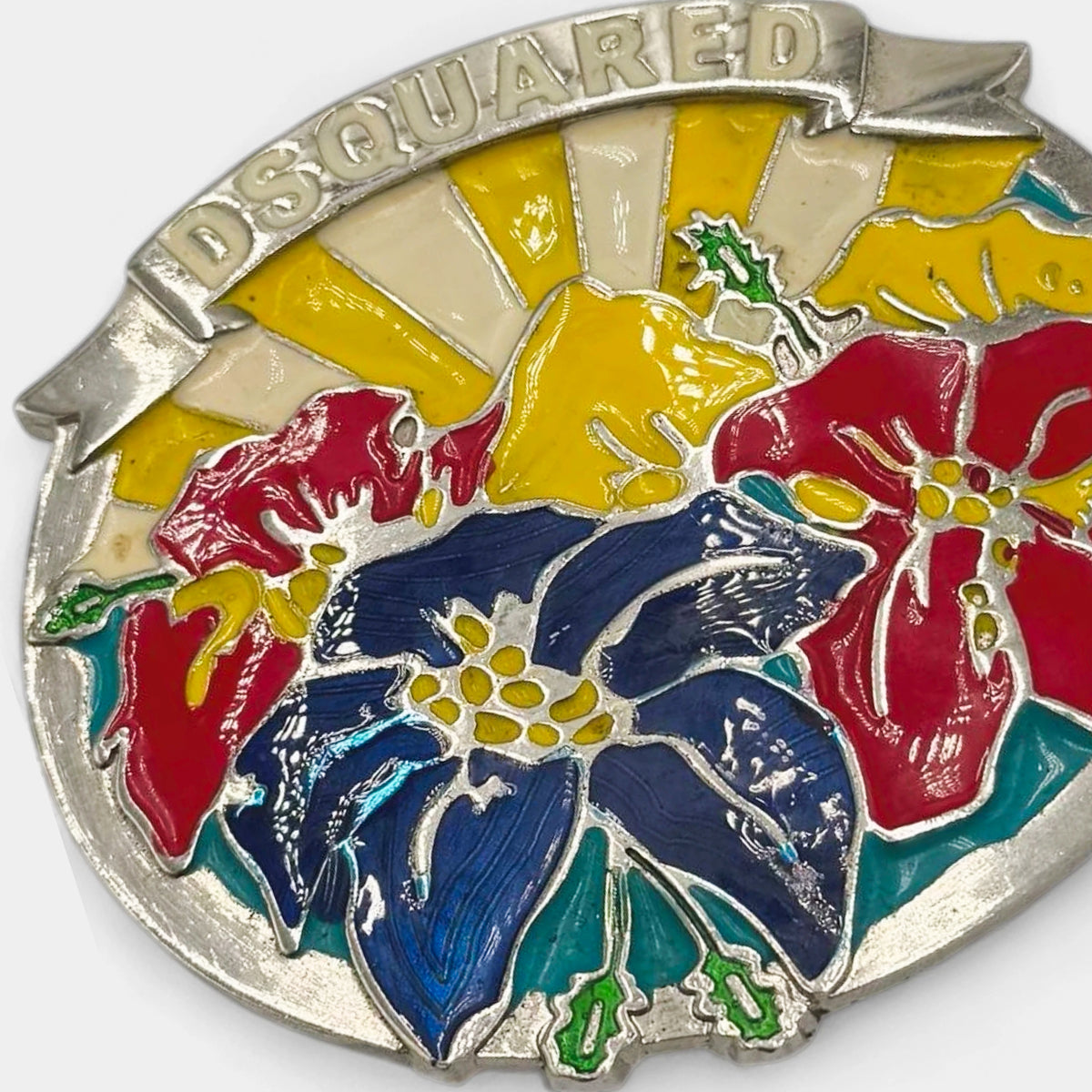 Dsquared2 2000's Hawaiian Floral Belt Buckle