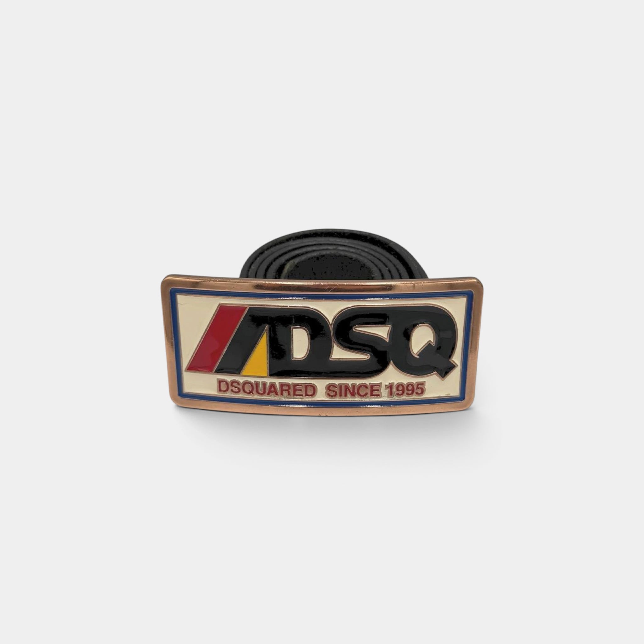 Dsquared2 2000s Racing Buckle Black Leather Belt
