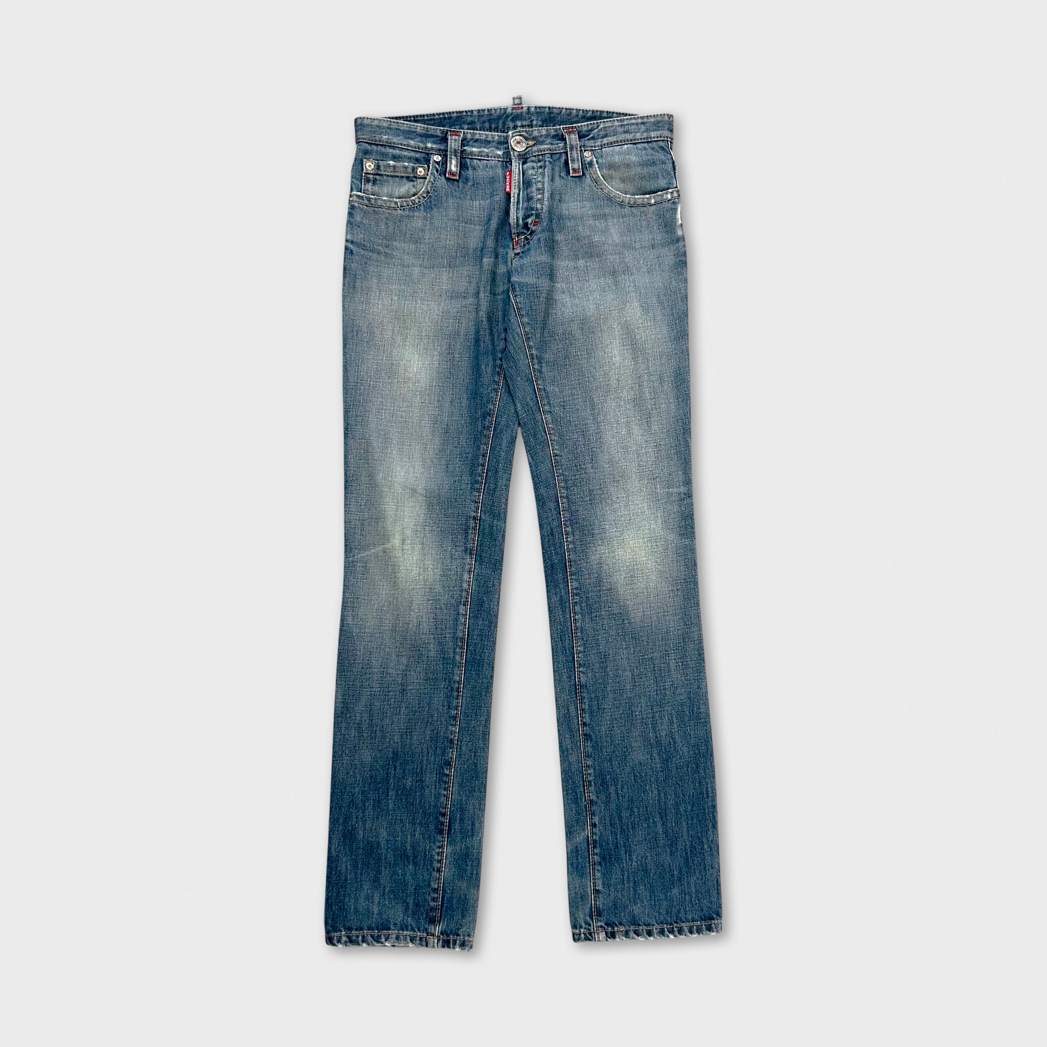 Dsquared Jeans Straight Leg Fucker Detail Blue Pants