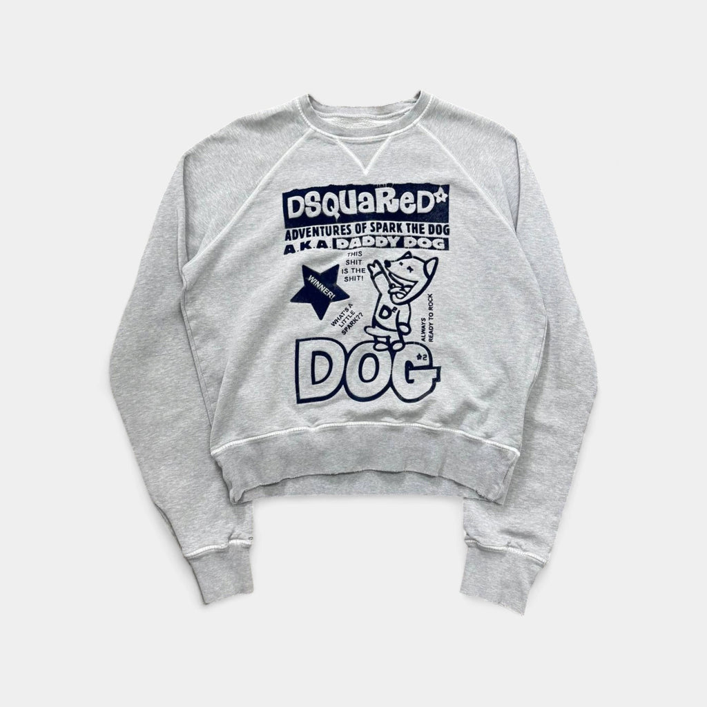 Dsquared2 2000's Dog Graphic Distressed Crewneck