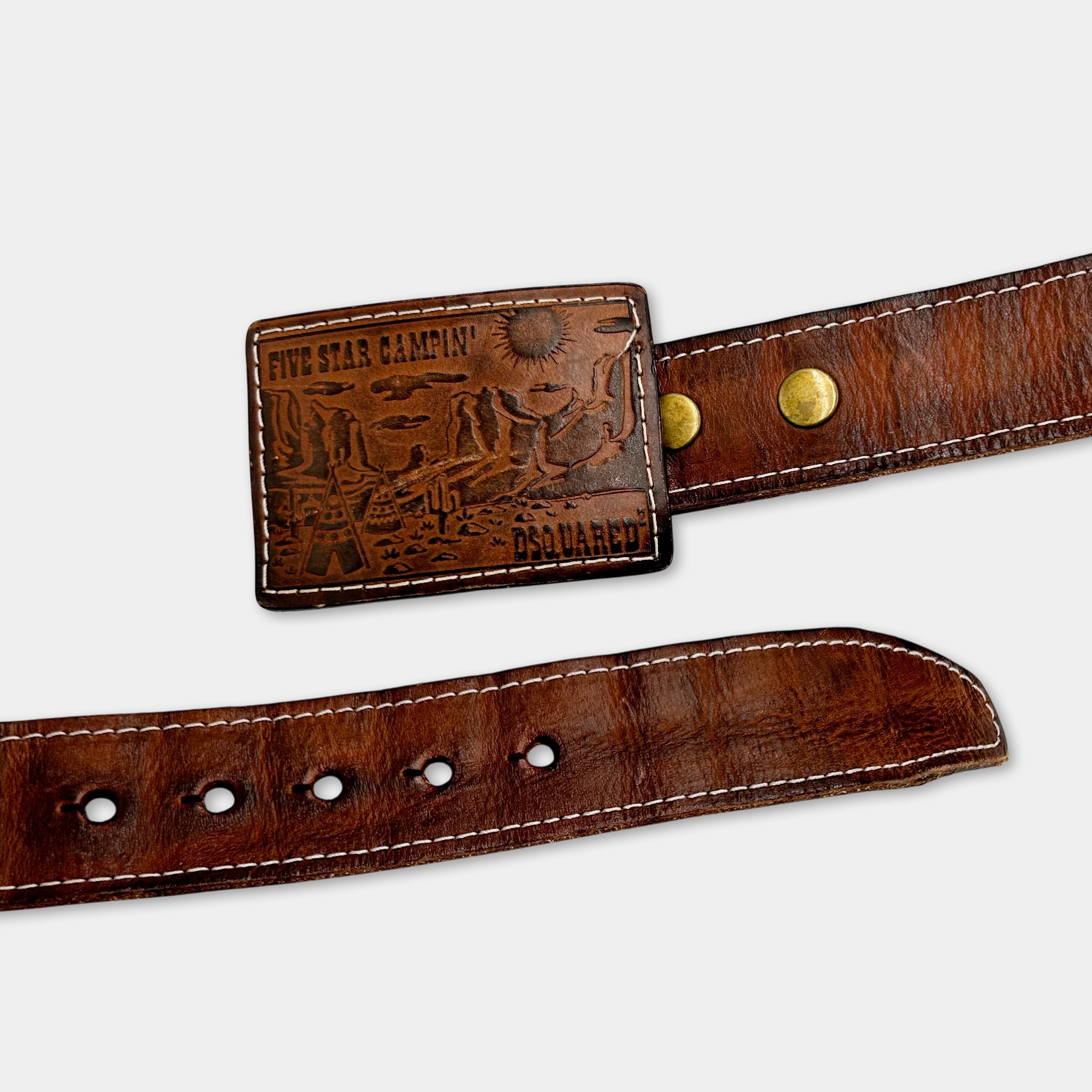 Dsquared2 Western Style Brown Leather Belt