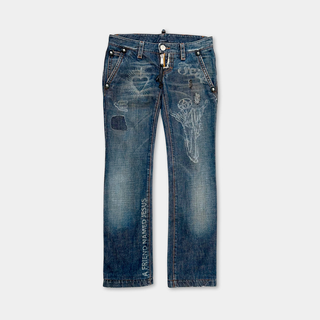Dsquared2 FW2005 "I Love Jesus" Patchwork Denim