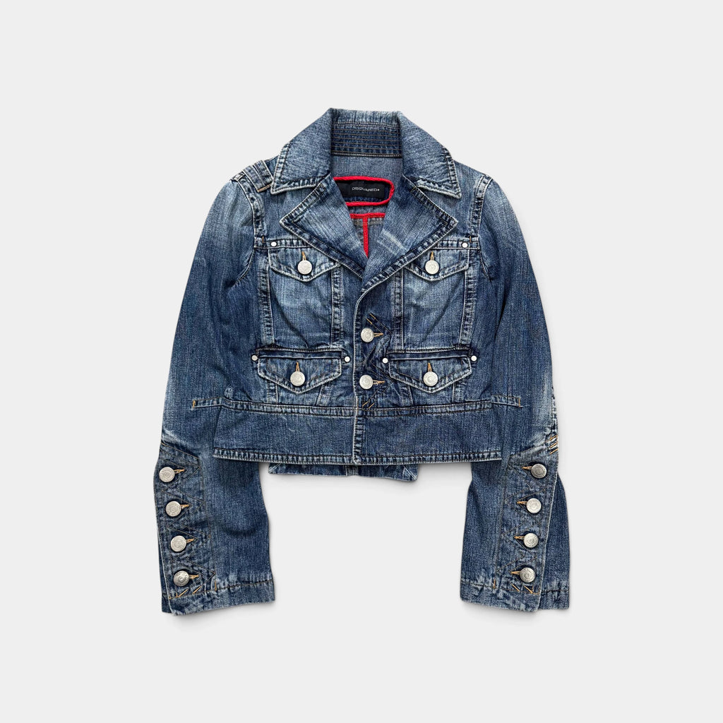 Dsquared2 2000s Denim Moto Multi-Button Jacket