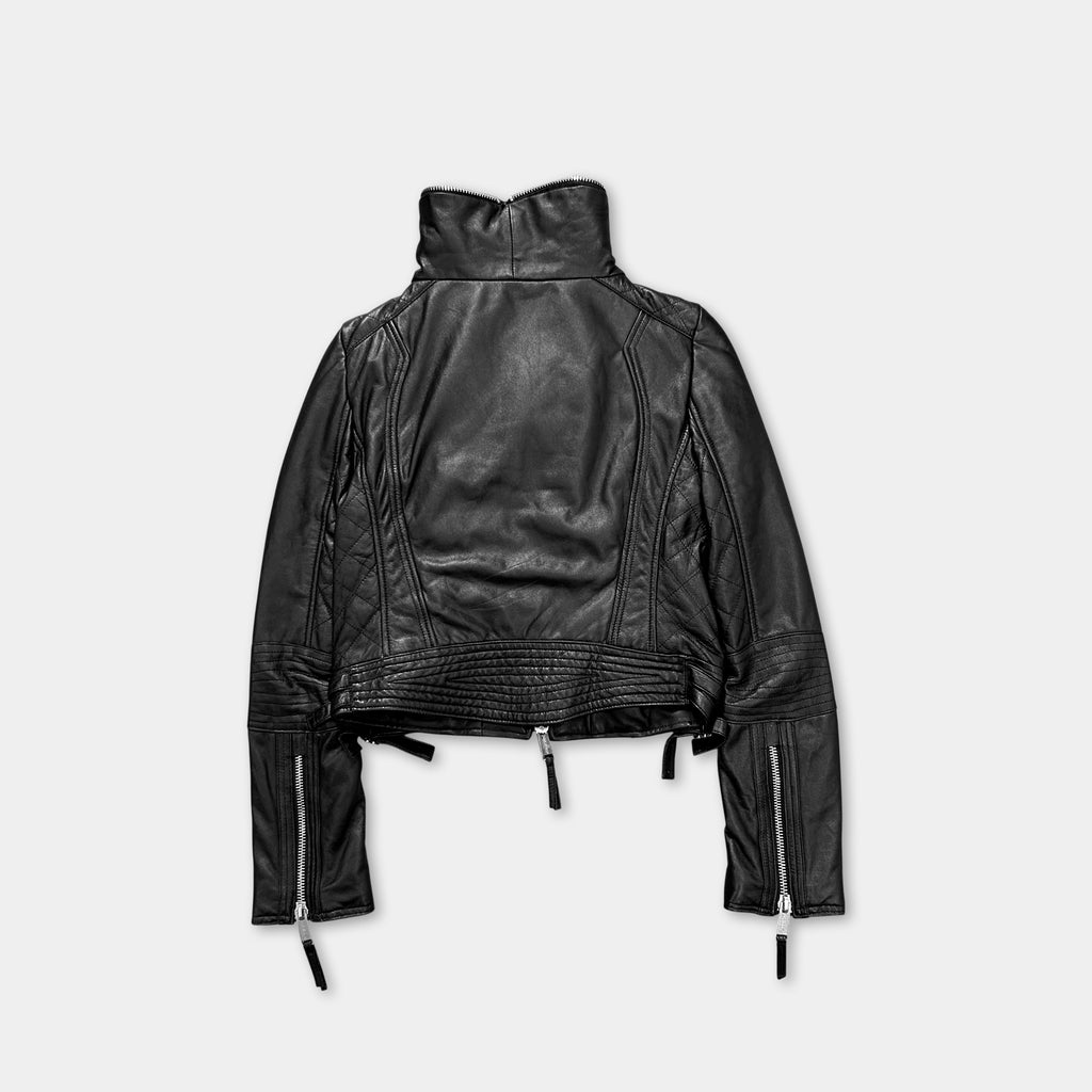Dsquared2 Black Cropped Leather Jacket Women