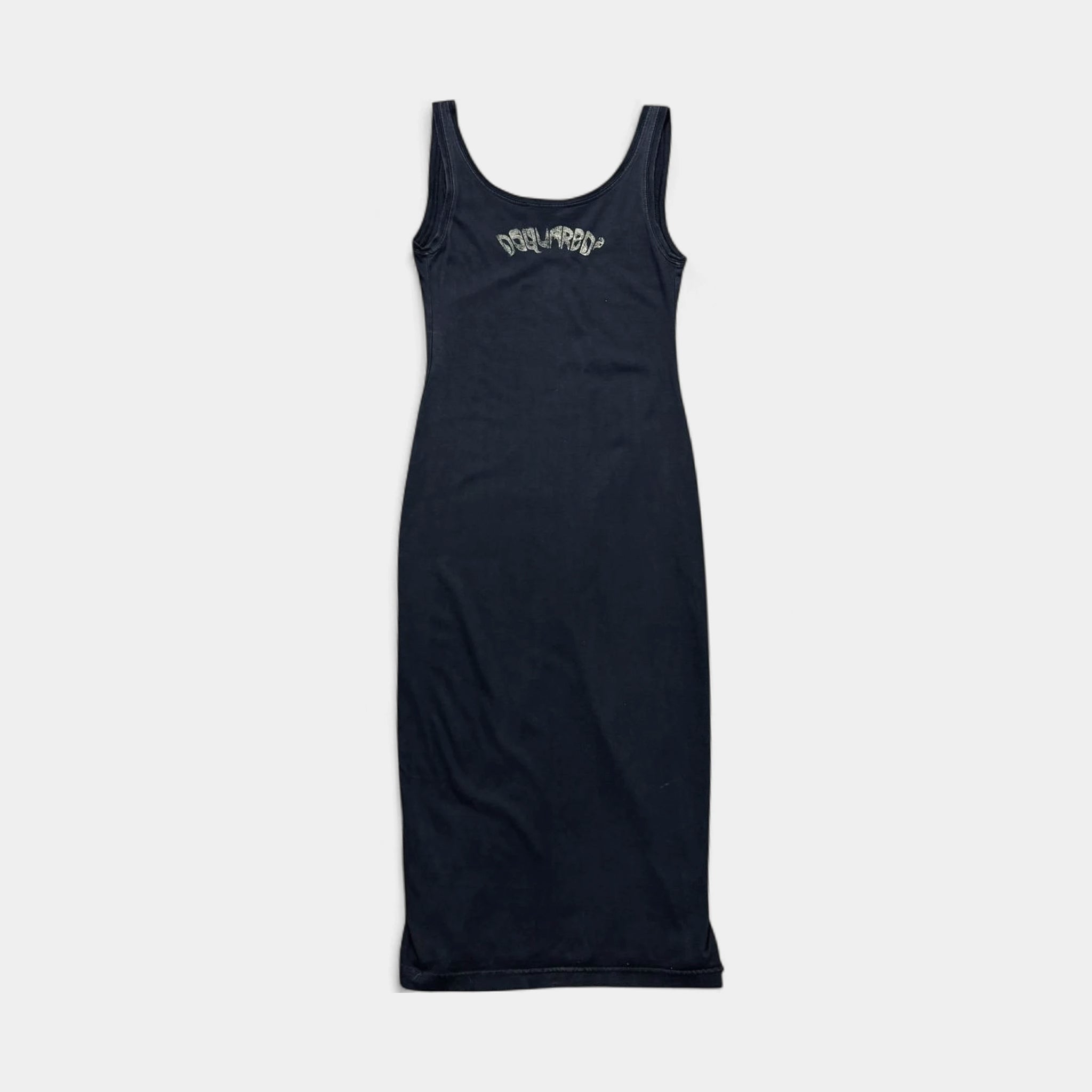 Dsquared2 Dark Navy Totem Graphic Stretch Tank Midi Dress