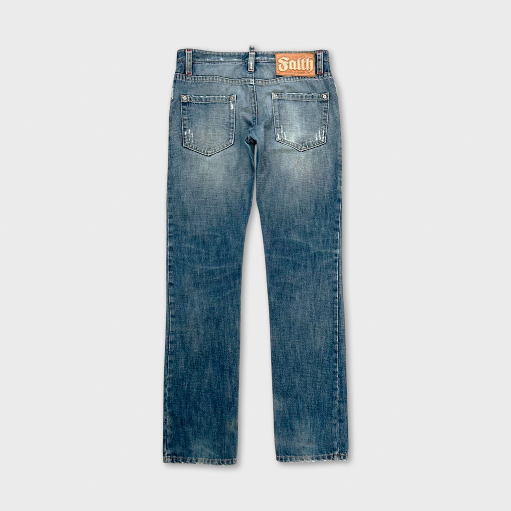 Dsquared Jeans Straight Leg Fucker Detail Blue Pants