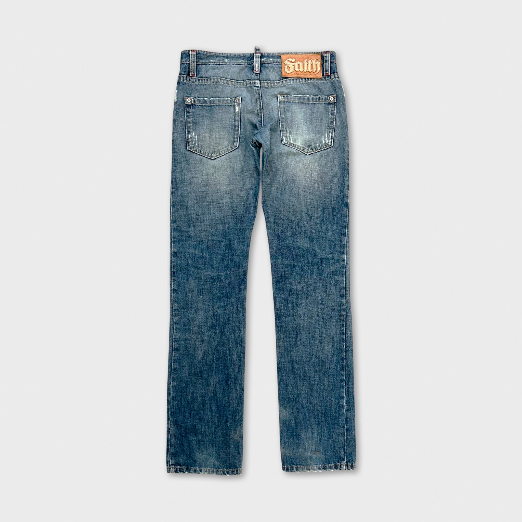 Dsquared Jeans Straight Leg Fucker Detail Blue Pants