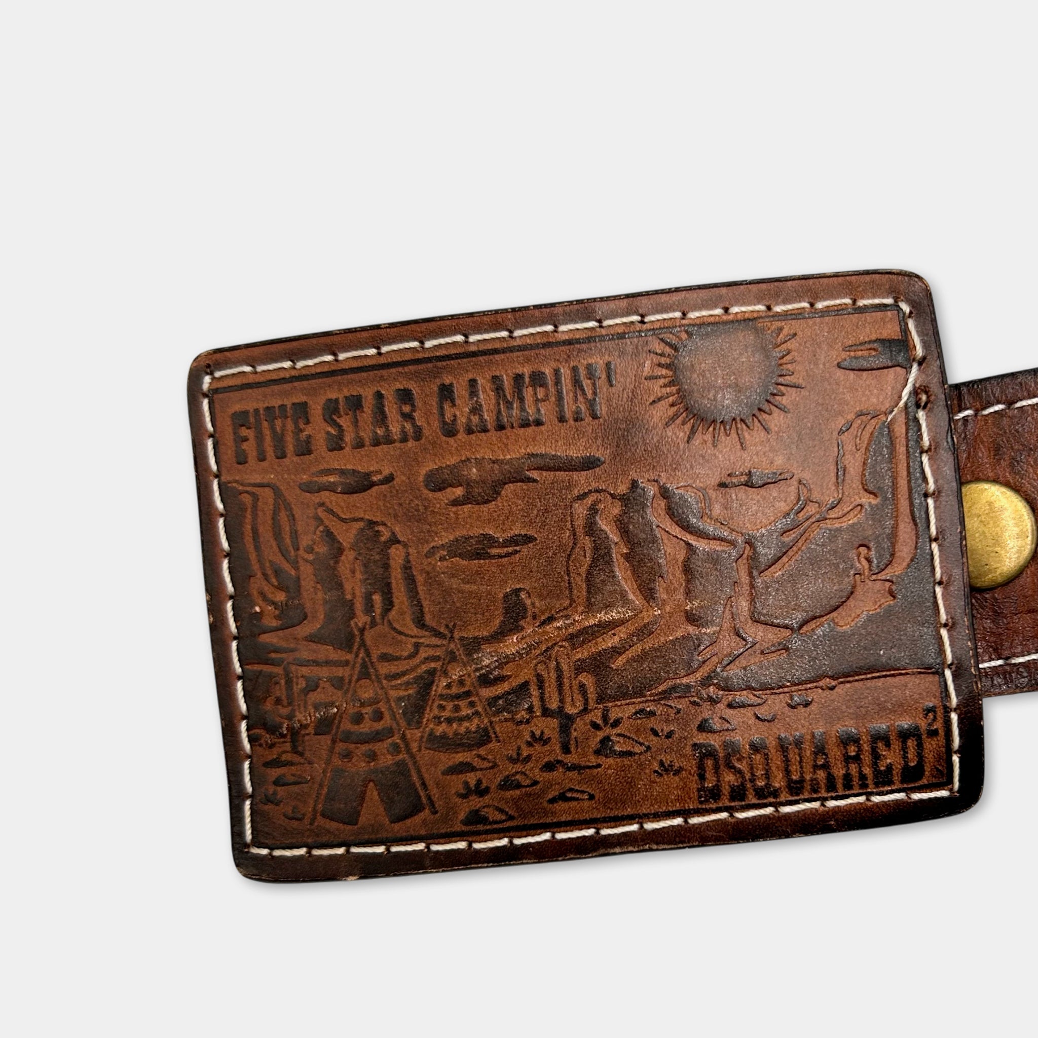 Dsquared2 Western Style Brown Leather Belt