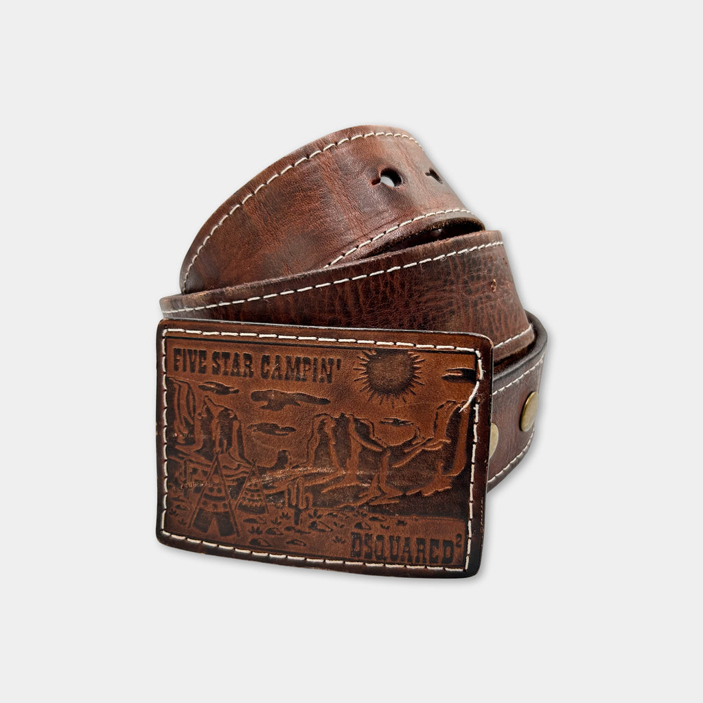 Dsquared2 Western Style Brown Leather Belt