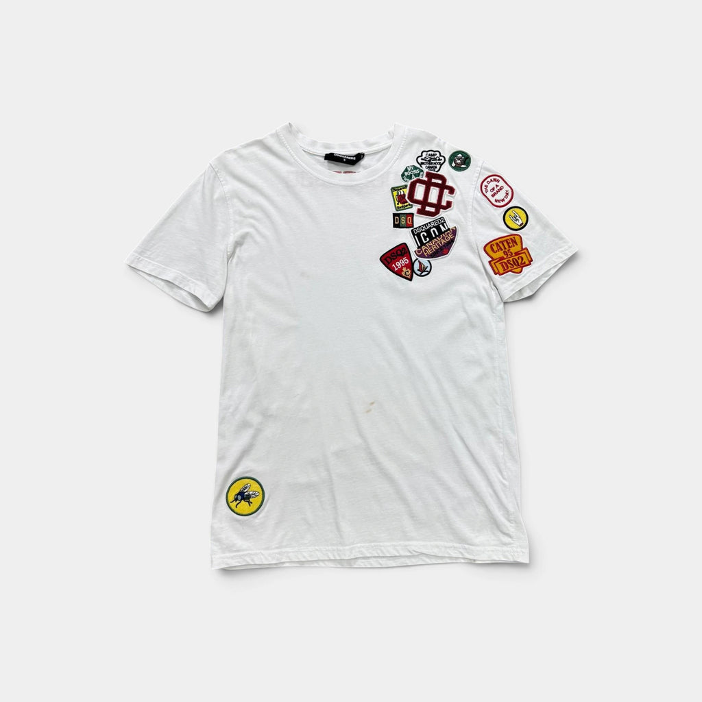 Dsquared2 Canadian Heritage Multi-Patch White Cotton T-Shirt