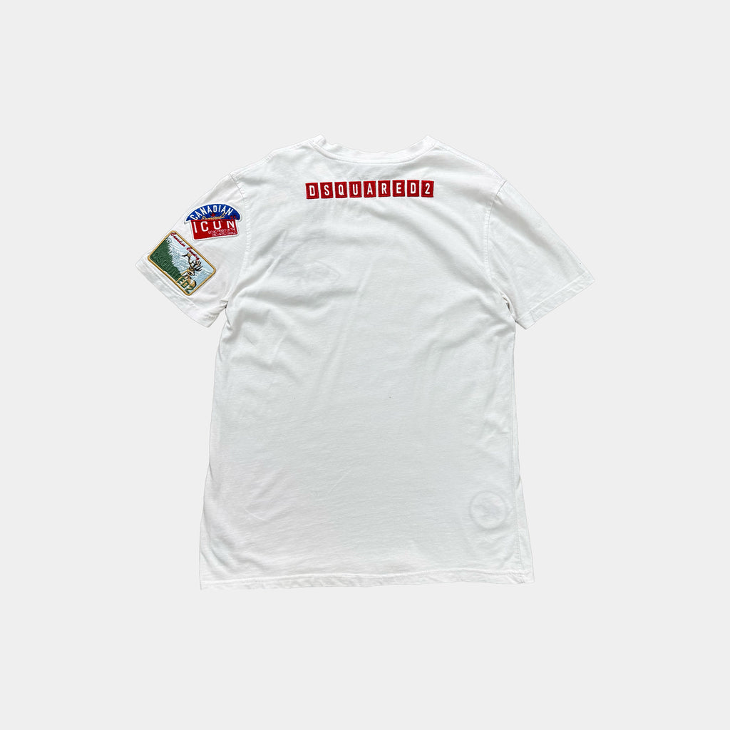Dsquared2 Canadian Heritage Multi-Patch White Cotton T-Shirt