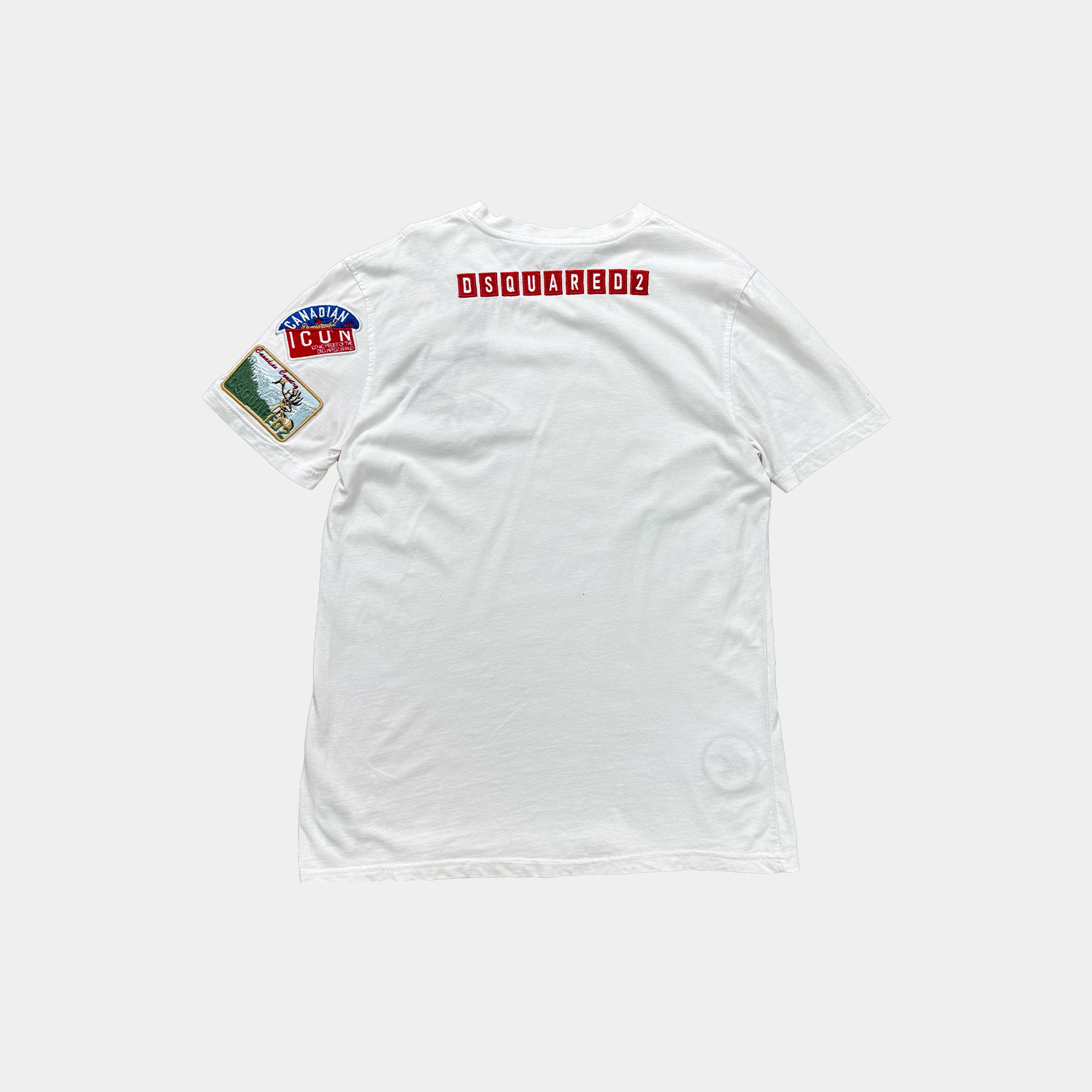 Dsquared2 Canadian Heritage Multi-Patch White Cotton T-Shirt