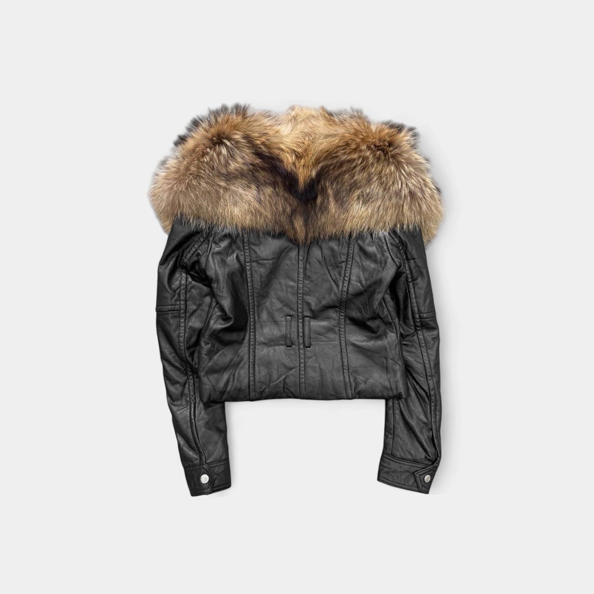 Dsquared2 FW07 Lambskin Leather Jacket with Raccoon Fur Collar