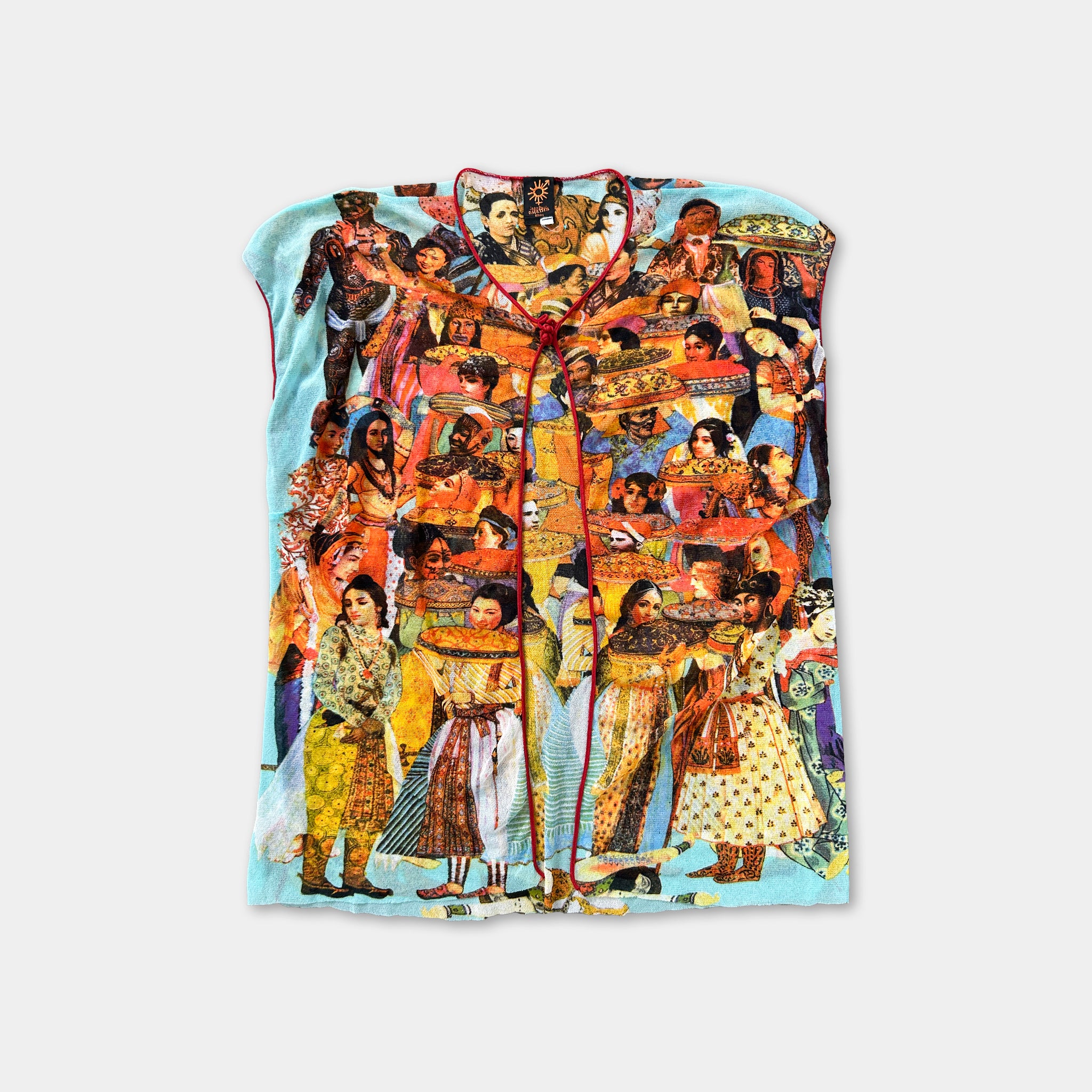 The image is a collage of various colorful and diverse people, each with unique clothing and hairstyles, creating a vibrant and lively scene.