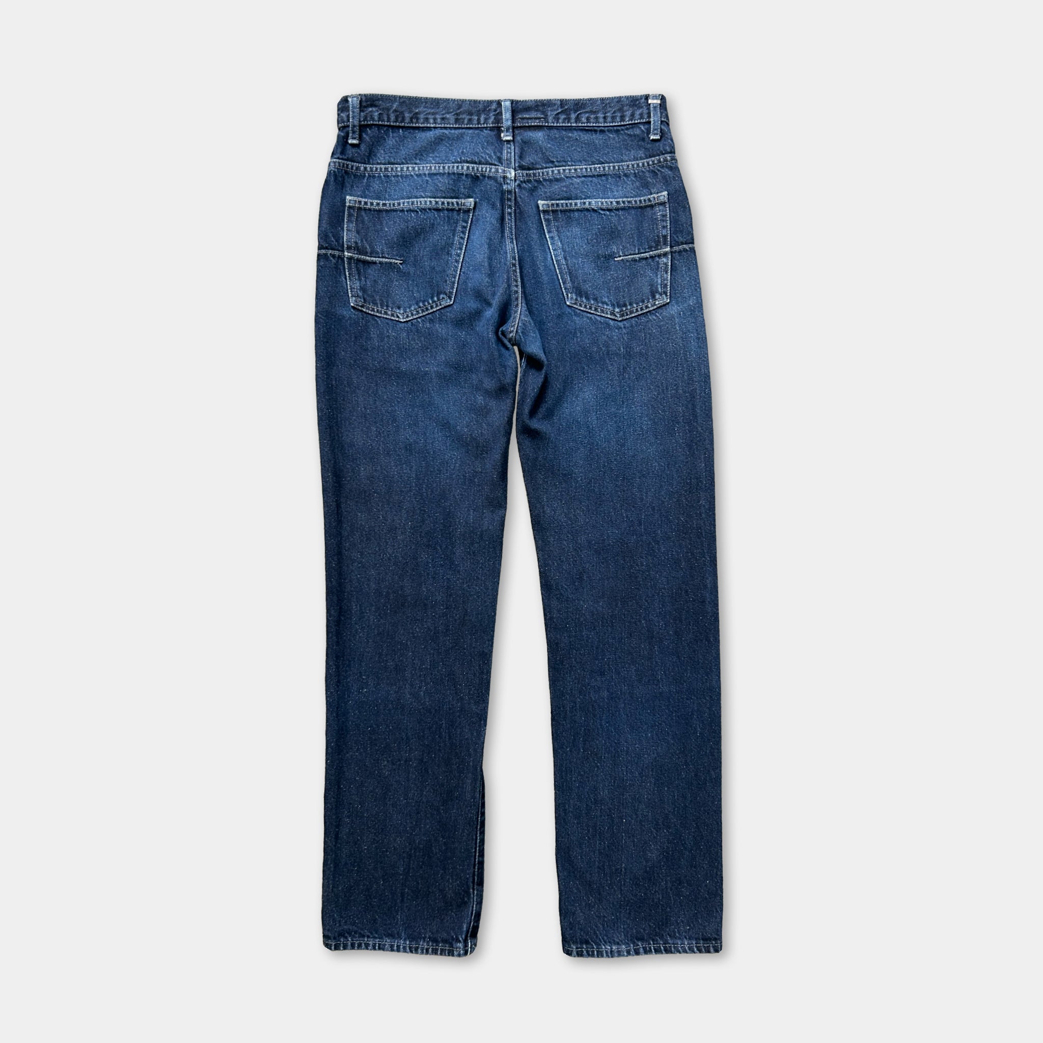 A pair of blue jeans with a classic design.